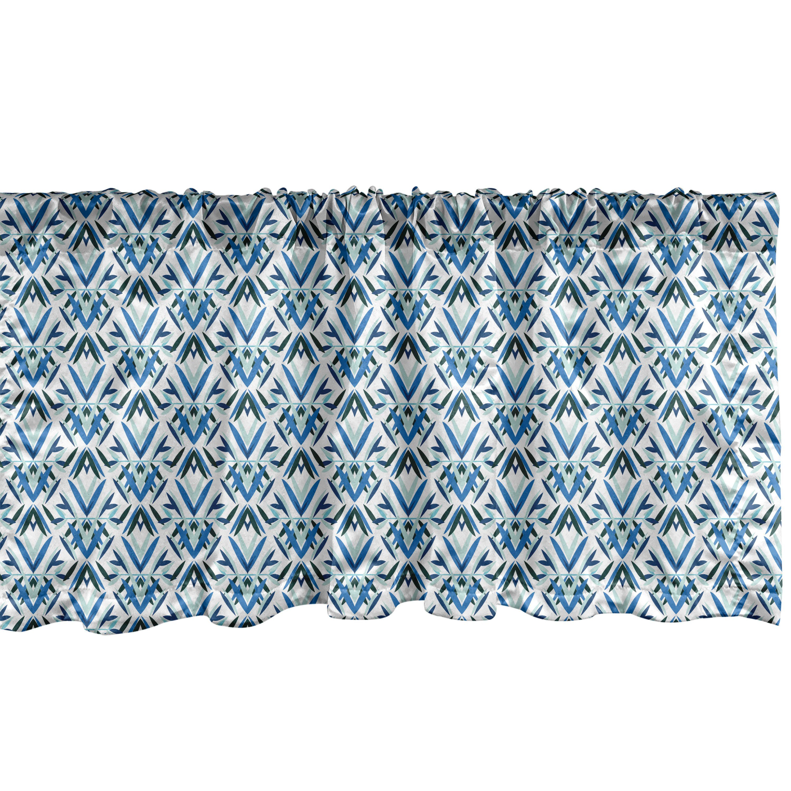 für Schlafzimmer Küche Form-Muster Volant Abstrakt Dekor mit Blau Vorhang Stangentasche, Microfaser, Scheibengardine Grün Abakuhaus,