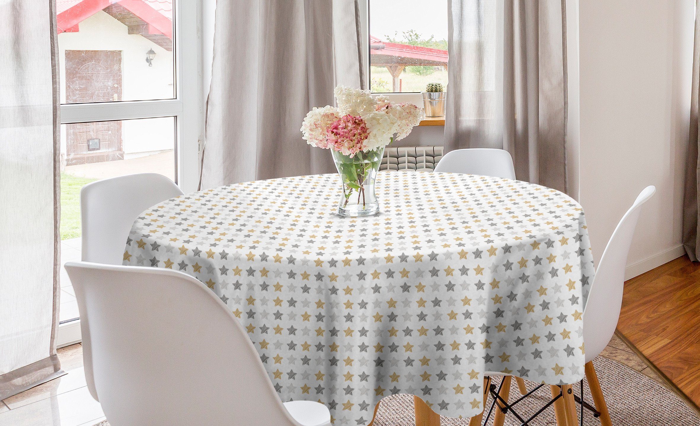 Tischdecke Esszimmer Sleep Abdeckung Kreis Well für Muster Abakuhaus Dekoration, Tischdecke Sterne Küche Themed