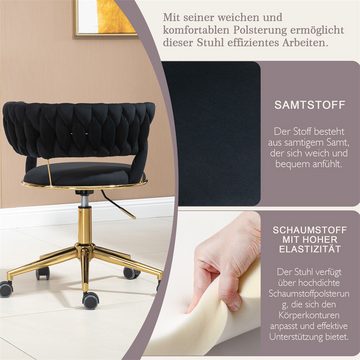 XDeer Stuhl Weicher Samt Bürostuhl, drehbar 360°, verstellbare einem, ausgeh?hltes Rückendesign, handgewebte Rückenlehne