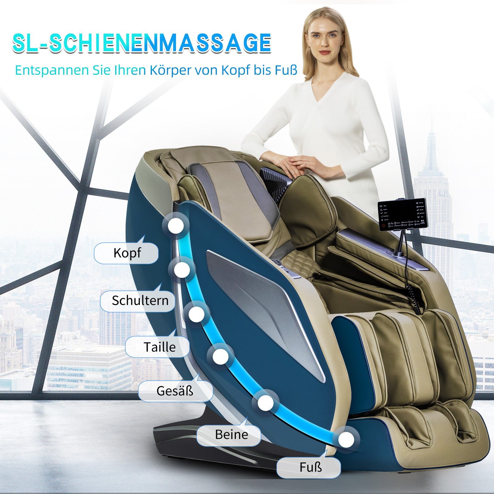 HealthRelife Massagesessel Luxuriöser Entspannungsstuhl, 15 Massage-Modi, Y günstig online kaufen