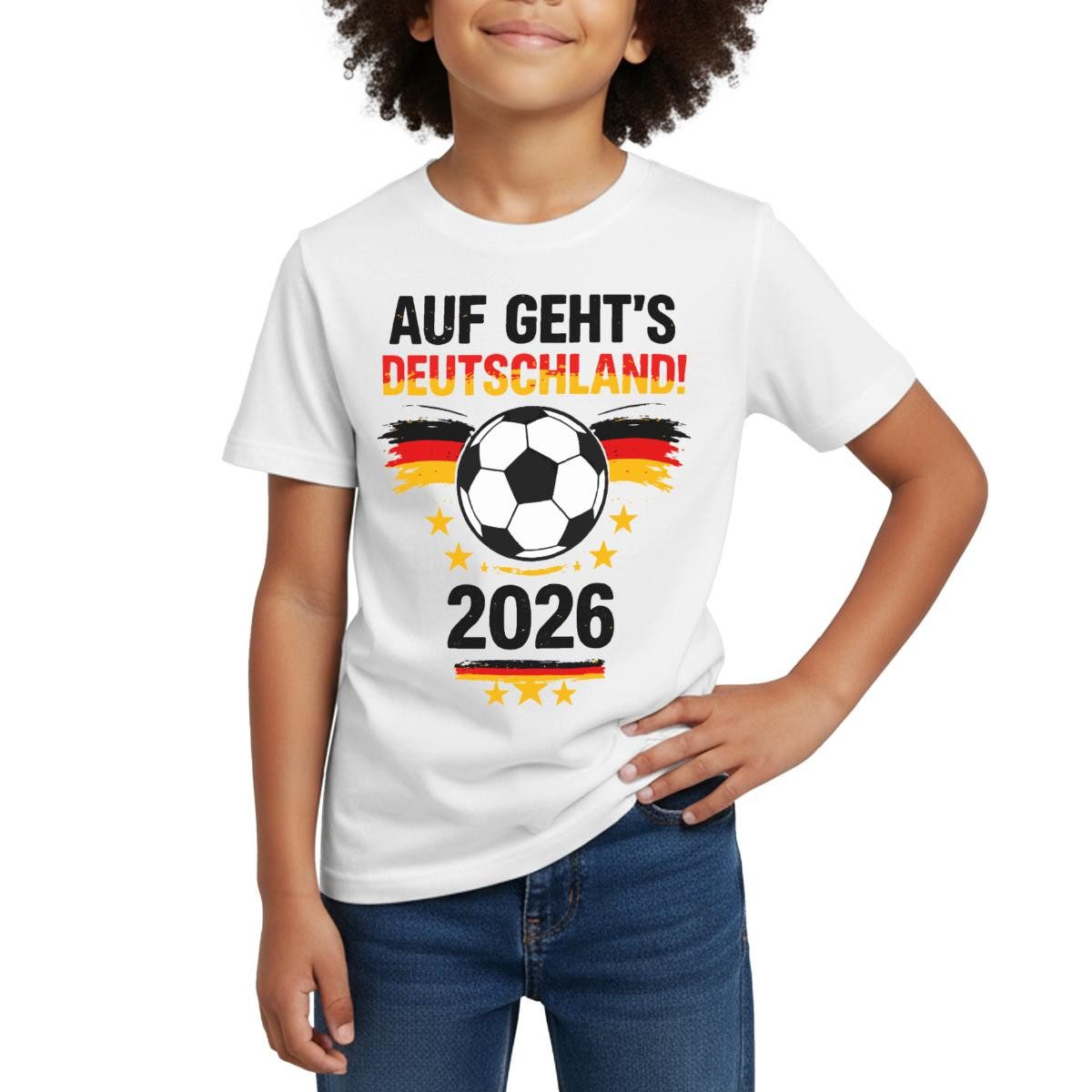 T-Shirt Auf Geht's Deutschland 2026 Fußball Fan Kinder T-Shirt