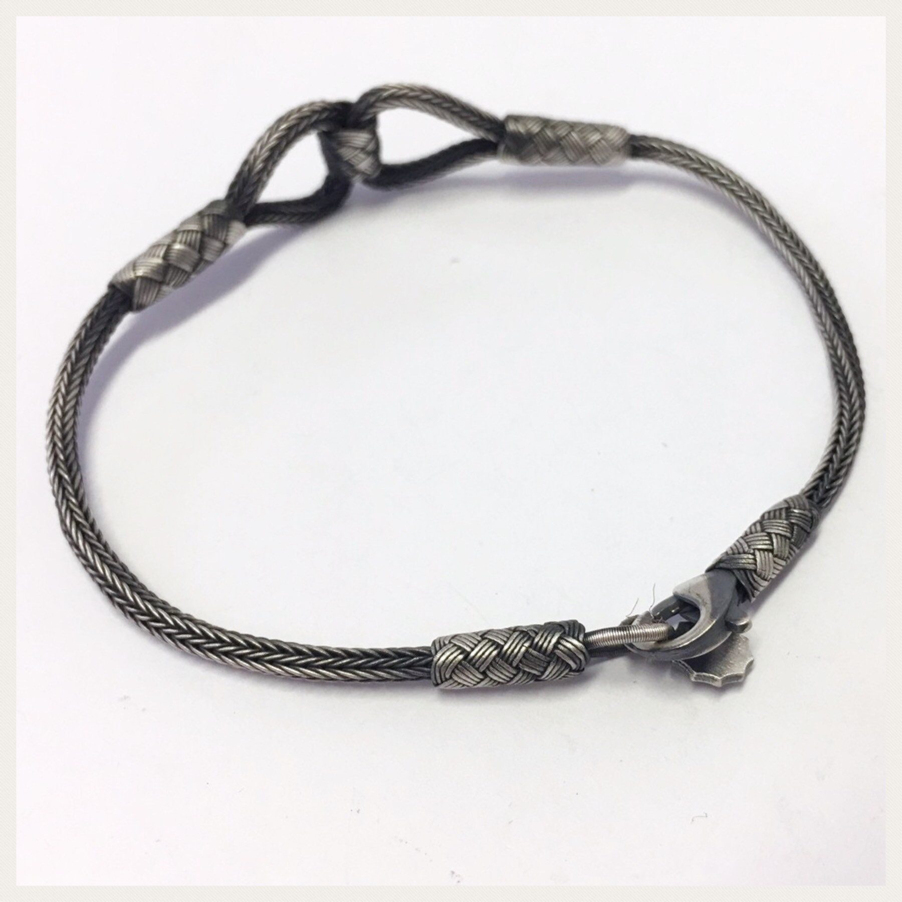 Edelschmiede925 Silberarmband geflochtenes Armband 925 Sterling Silber geschwärzt 21 cm