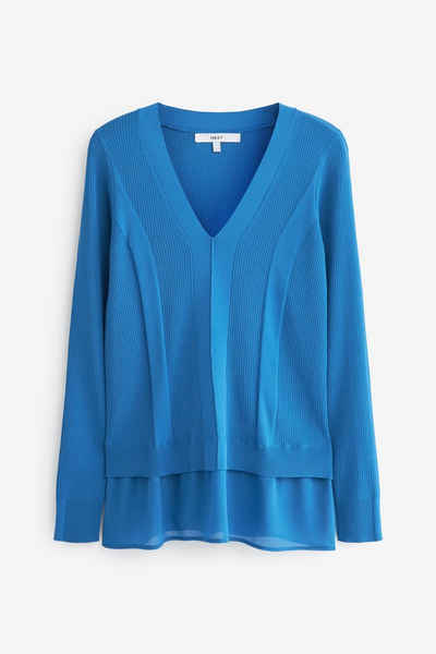 Next V-Ausschnitt-Pullover Pullover mit Hemdeinsatz und V-Ausschnitt (1-tlg)