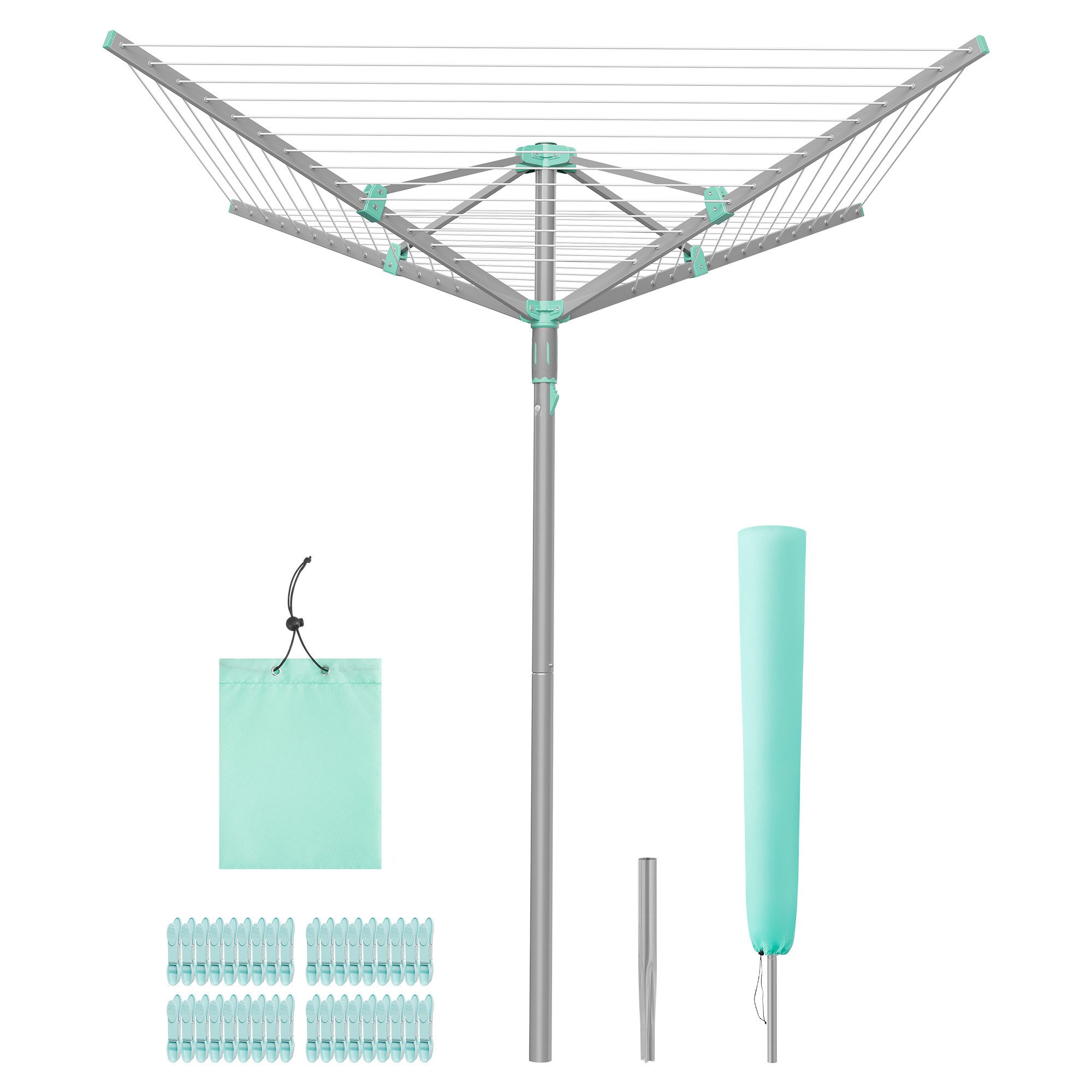SONGMICS Wäscheständer, höhenverstellbarer, 40/50/60 m Wäscheleine, für 4/5/6 Waschladungen