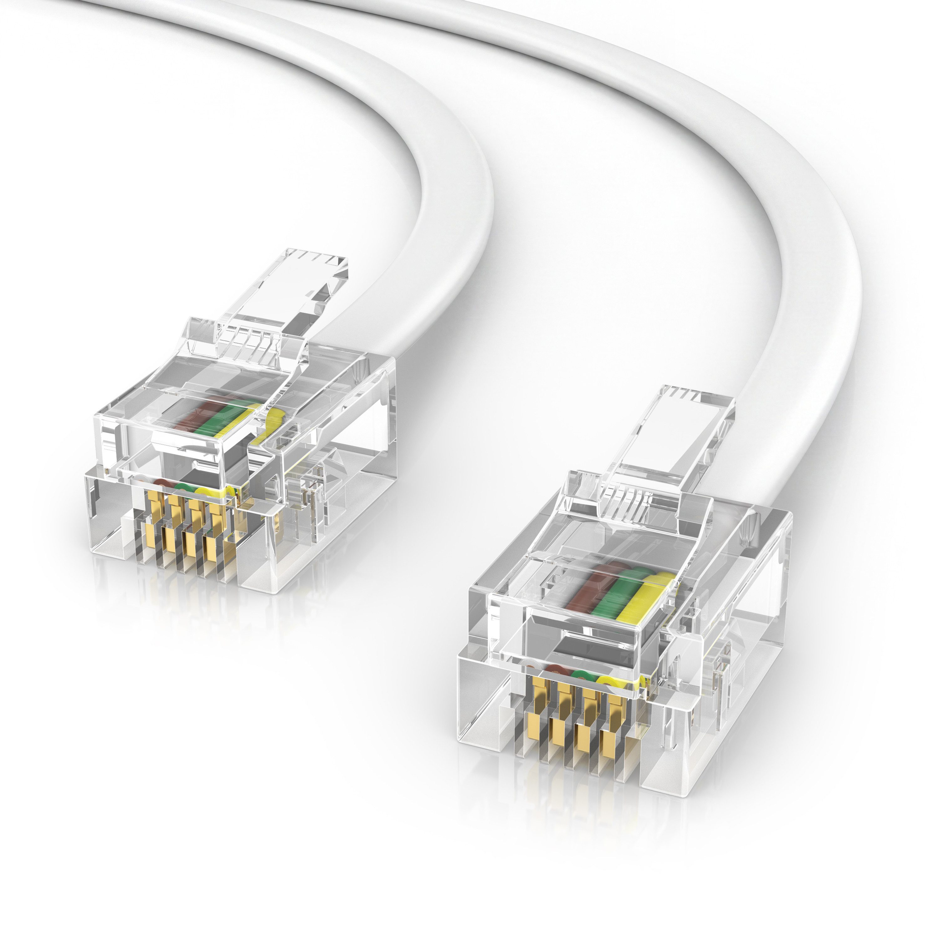 CSL Flachkabel RJ11 zu RJ 11, Router zu Telefon Fax Anrufbeantworter 1 m Telefonkabel, RJ-11, RJ-11 (100 cm), Modularkabel, Telefonanschlusskabel, Modem, DSL, VDSL, ISDN, flach
