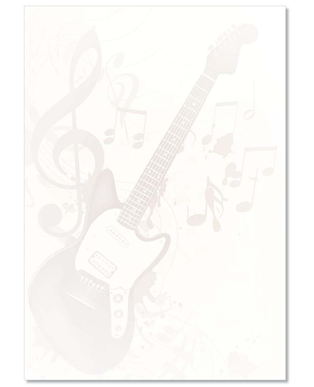 Briefpapier Motivpapier Musik-Instrumente und Noten DIN A4, gut beschreibbar