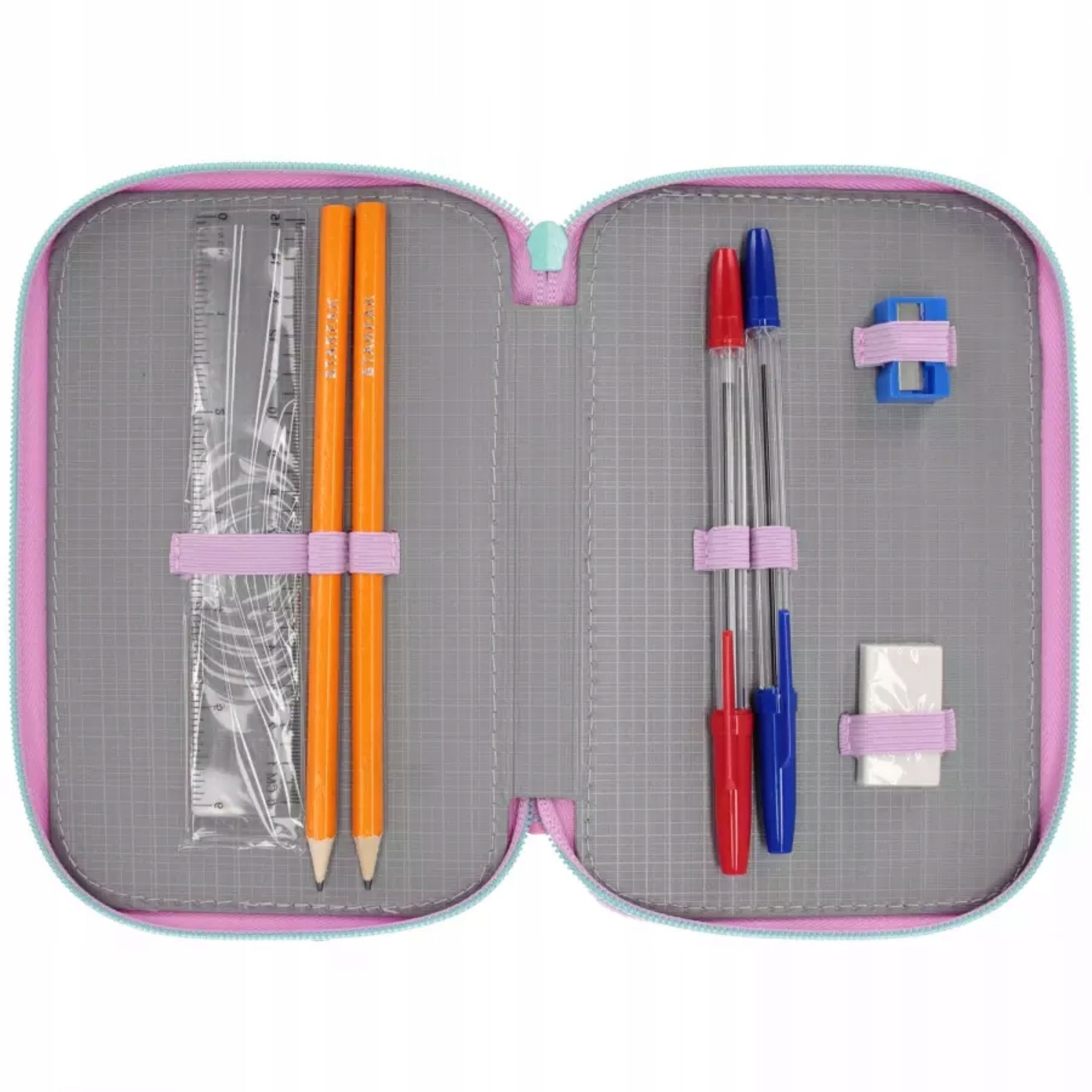 Starpak Federmäppchen 3-Fach Federmappe Ombre Katze Hund Mädchen Schulfedertasche Set