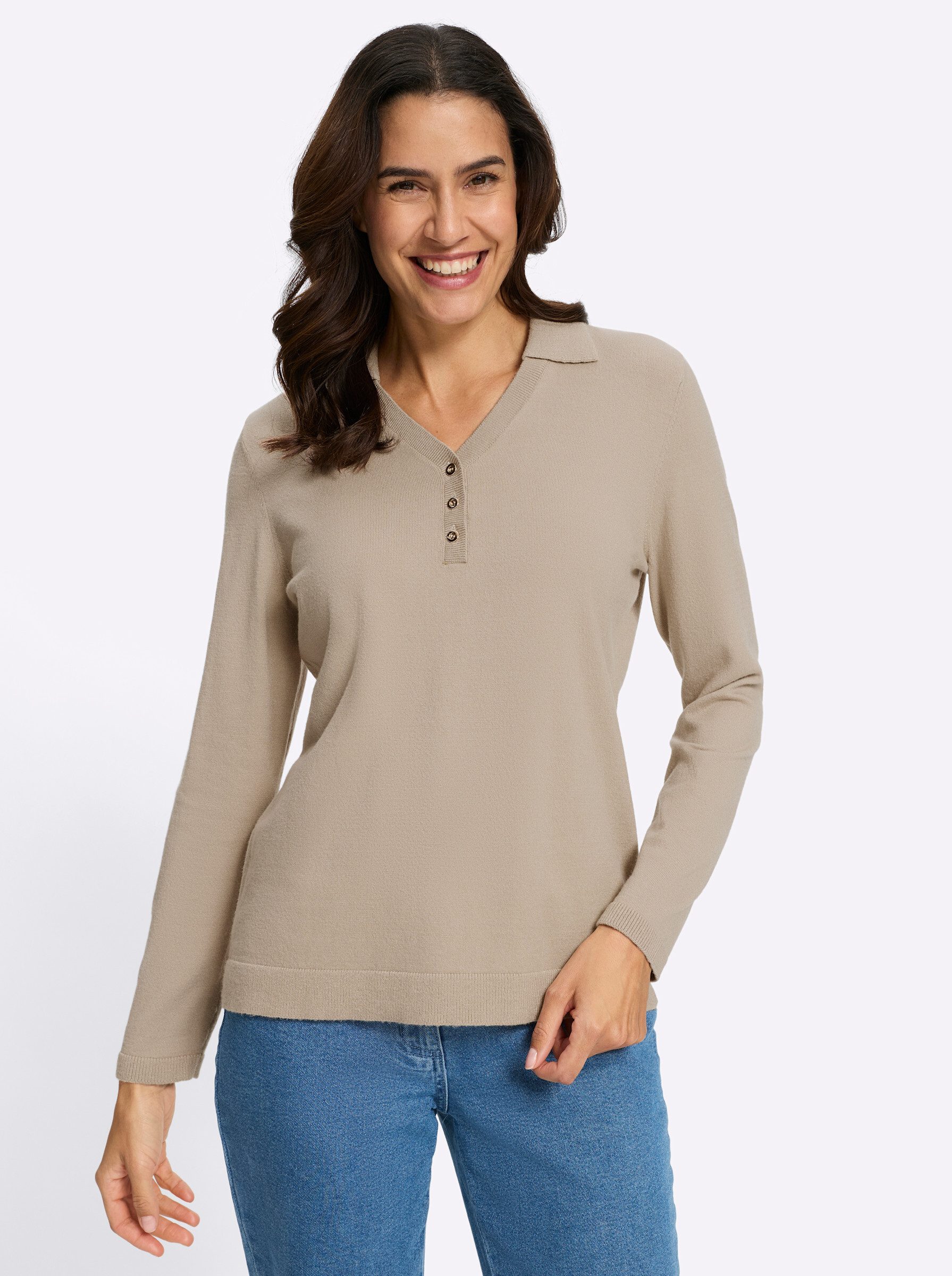 Witt Strickpullover Polopullover Langarm Jersey