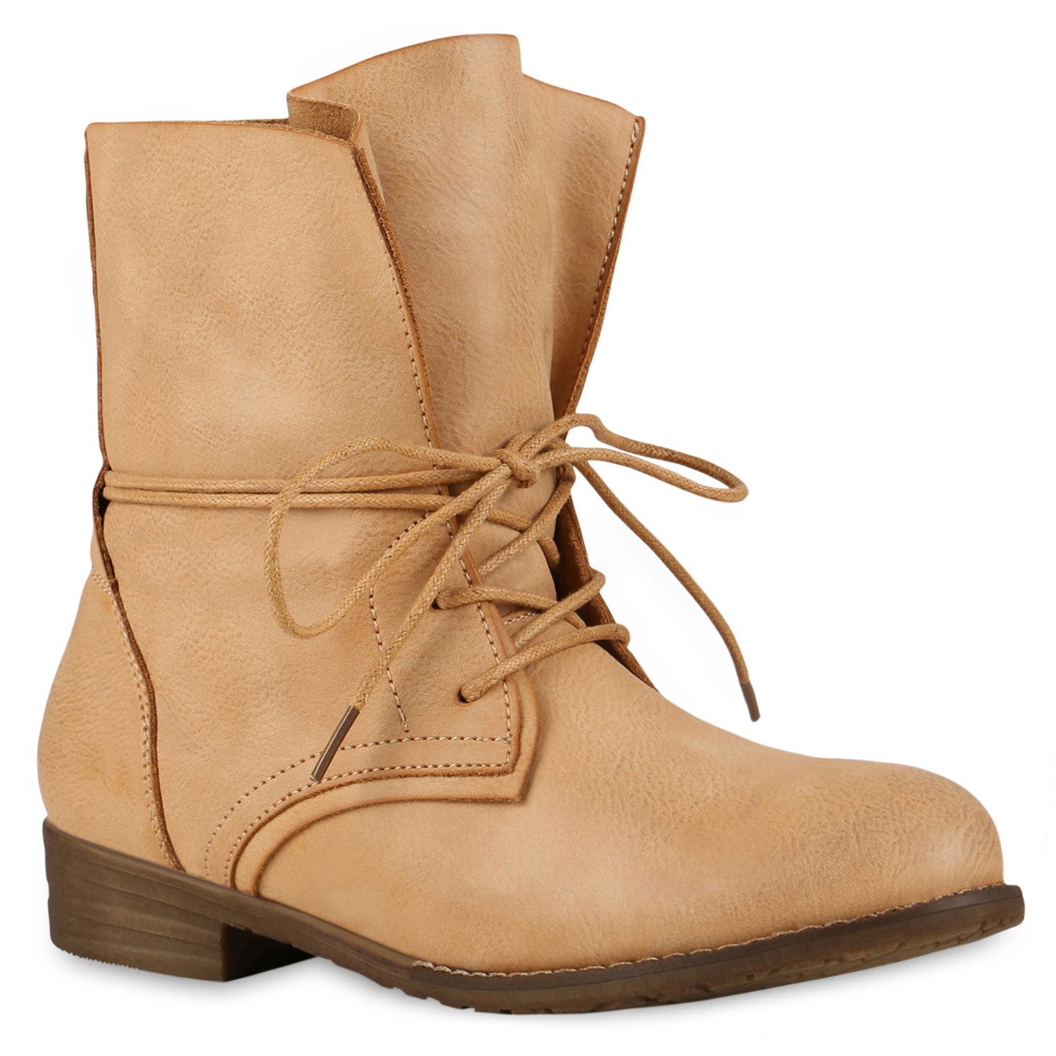 VAN HILL 71380 Schnürstiefelette Damen Stiefeletten Schnürstiefeletten Leder-Optik Boots Basic