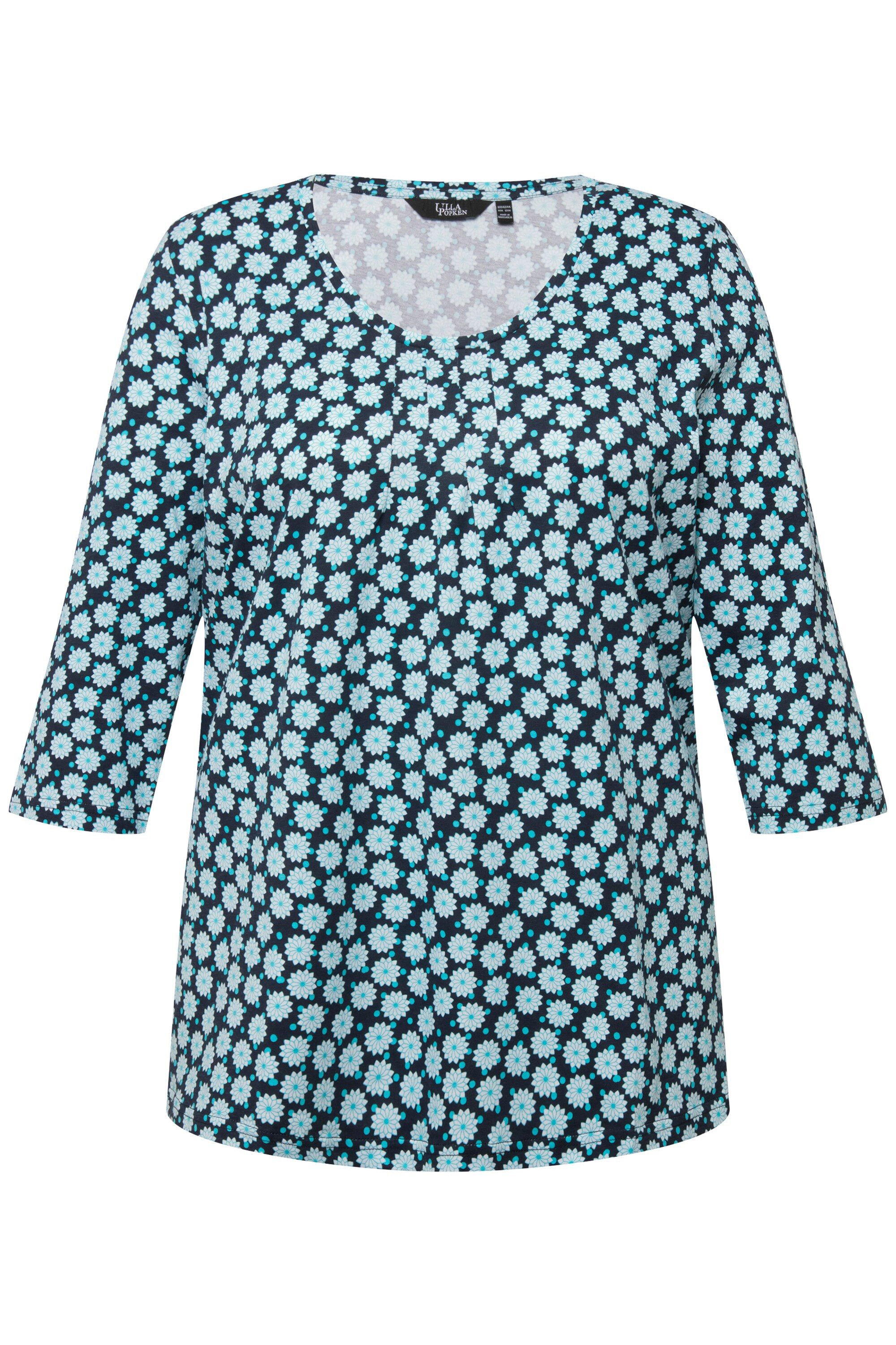 Ulla Popken T-Shirt T-Shirt Blüten A-Linie günstig online kaufen
