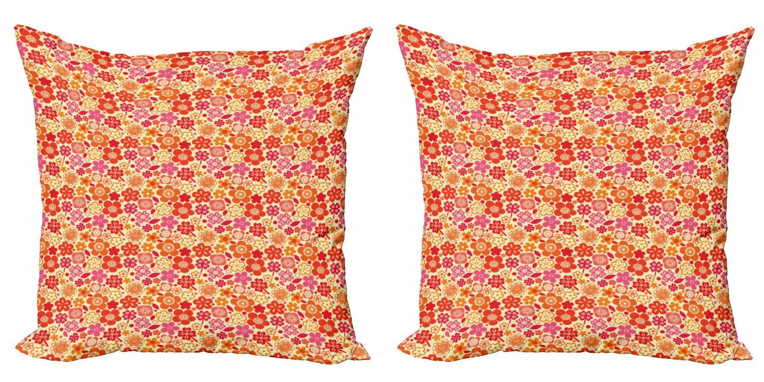 Kissenbezüge Modern Accent Abakuhaus und (2 Digitaldruck, Blüten Doppelseitiger Blätter Stück), Grafische Blumen