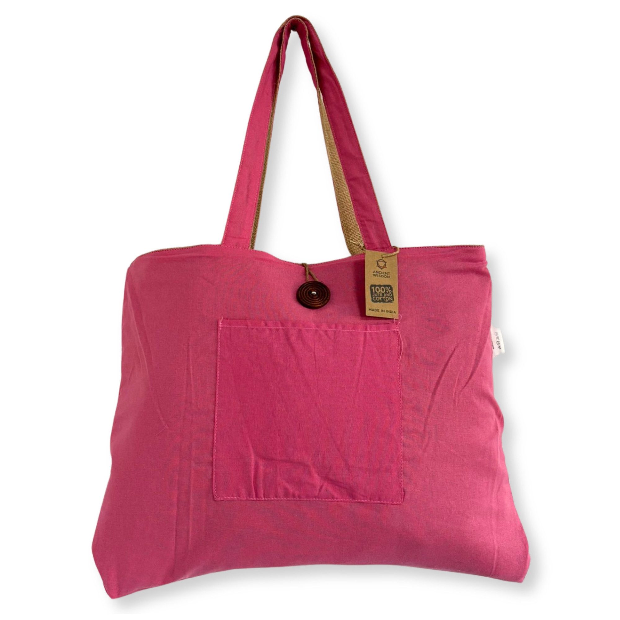 Bali-Homedecor Tragetasche Wendbare Große Tasche aus Jute und Baumwolle - Rosa