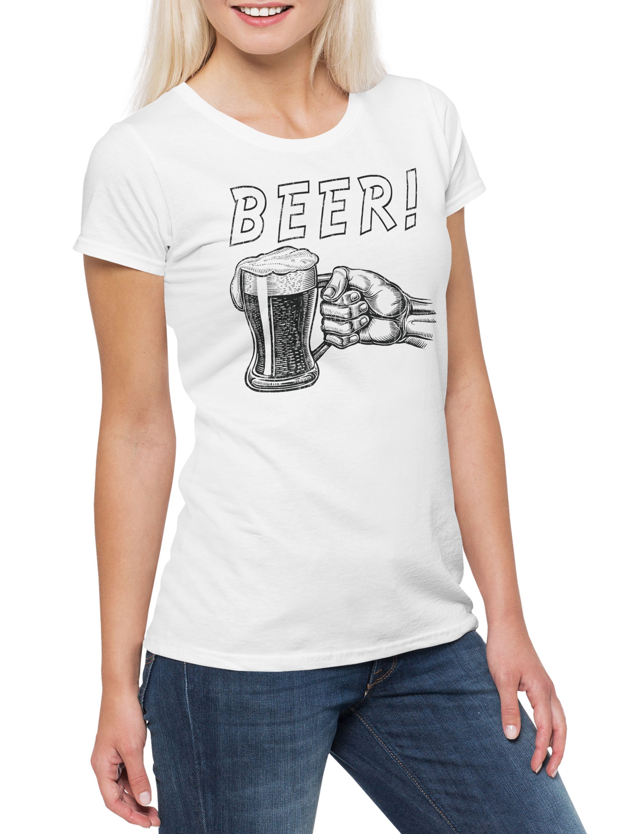 Print-Shirt Beer Damen T-Shirt Bier Alkohol Party Betrunken Get Drunk Party Wasted