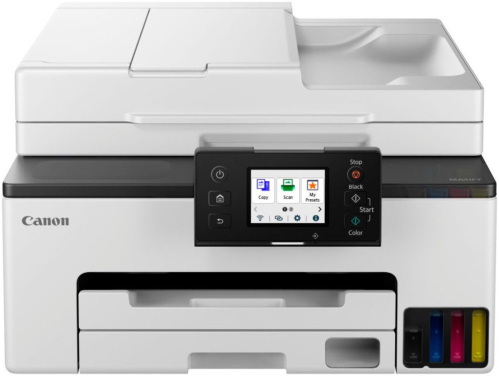 Canon MAXIFY GX2050 Multifunktionsdrucker, (LAN (Ethernet), WLAN (Wi-Fi), Wi-Fi Direct, 4in1 Tintenstrahl-Multifunktionsgerät mit ADF + niedrigen Druckkosten)