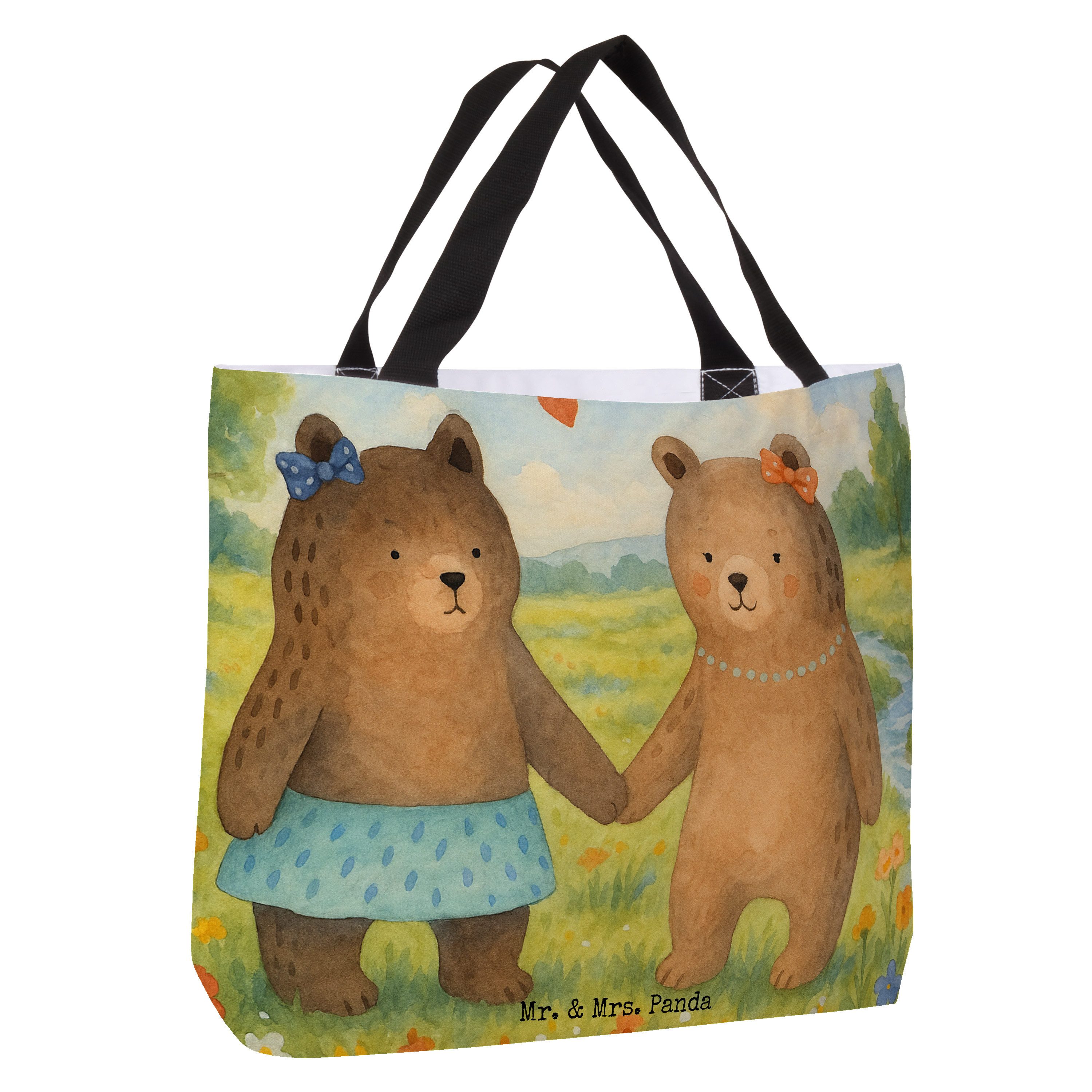 Mr. & Mrs. Panda Shopper Bär Freundin Design, Tote Bag, Weiß, Laptoptasche, Reisetasche, Stran (Packung), Geschenk Beutel Statement-Tasche
