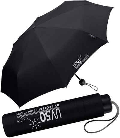 HAPPY RAIN Taschenregenschirm UV-Protect UV50 Super-Mini-Schirm mit Sonnenschutz, schützt vor Sonne und Regen