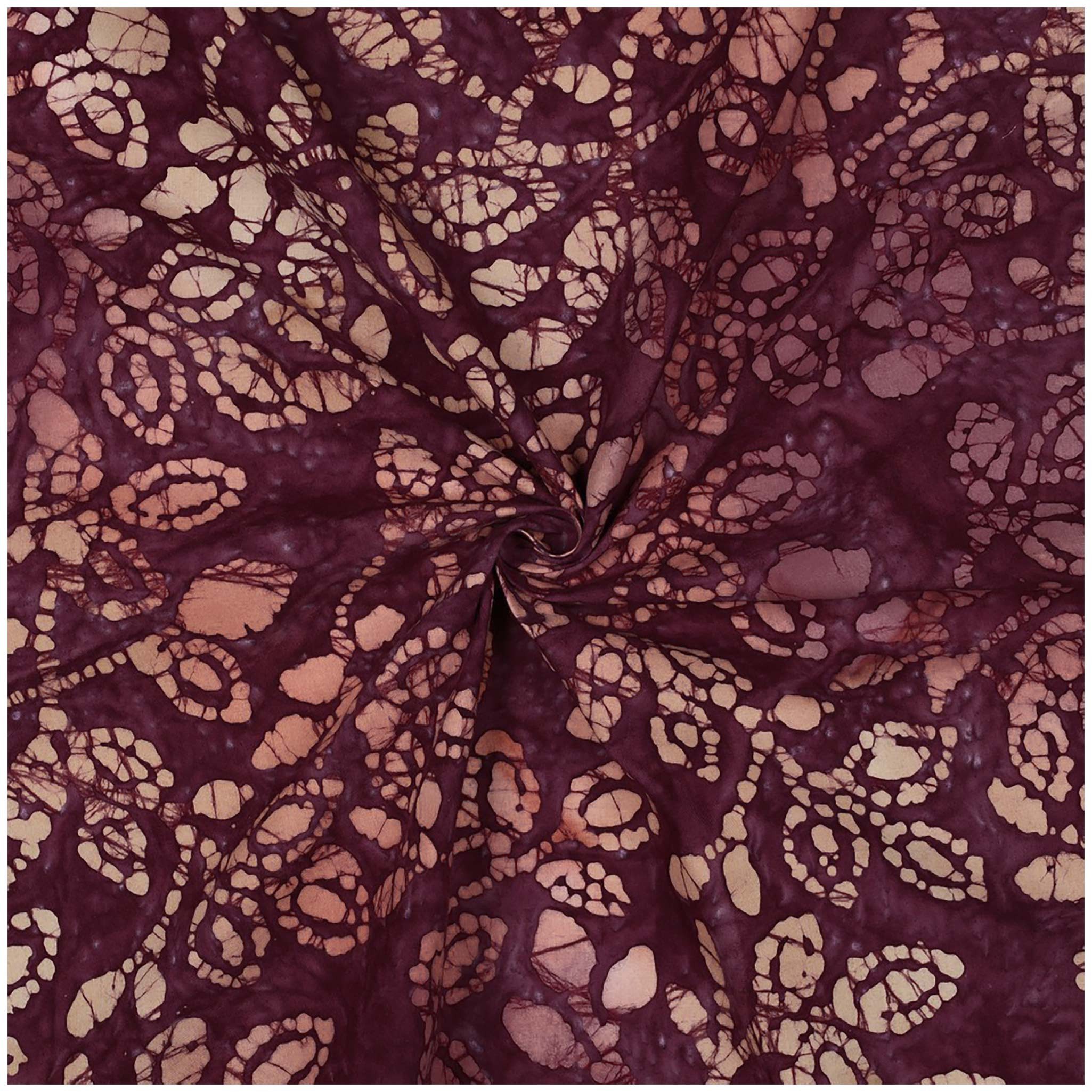 maDDma Stoff Baumwollstoff Foliage-Batik 0,5x1,37m Sommerstoff Meterware, bordeaux