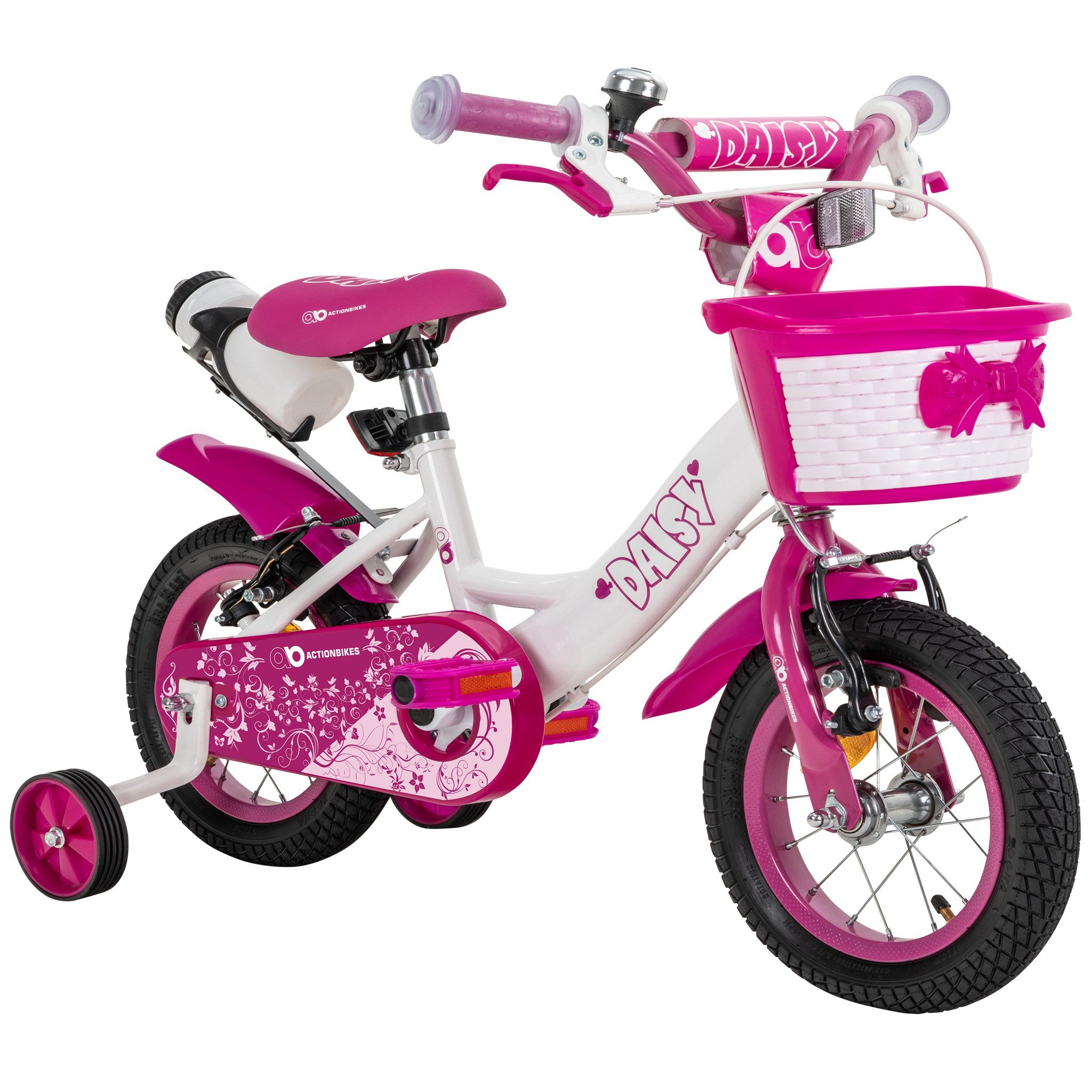 Actionbikes Motors Kinderfahrrad Daisy für Mädchen inkl. Trinkflasche und Korb, 1 Gang, (1-tlg., verstellbarer Sitz und Lenker, Kettenschutz)