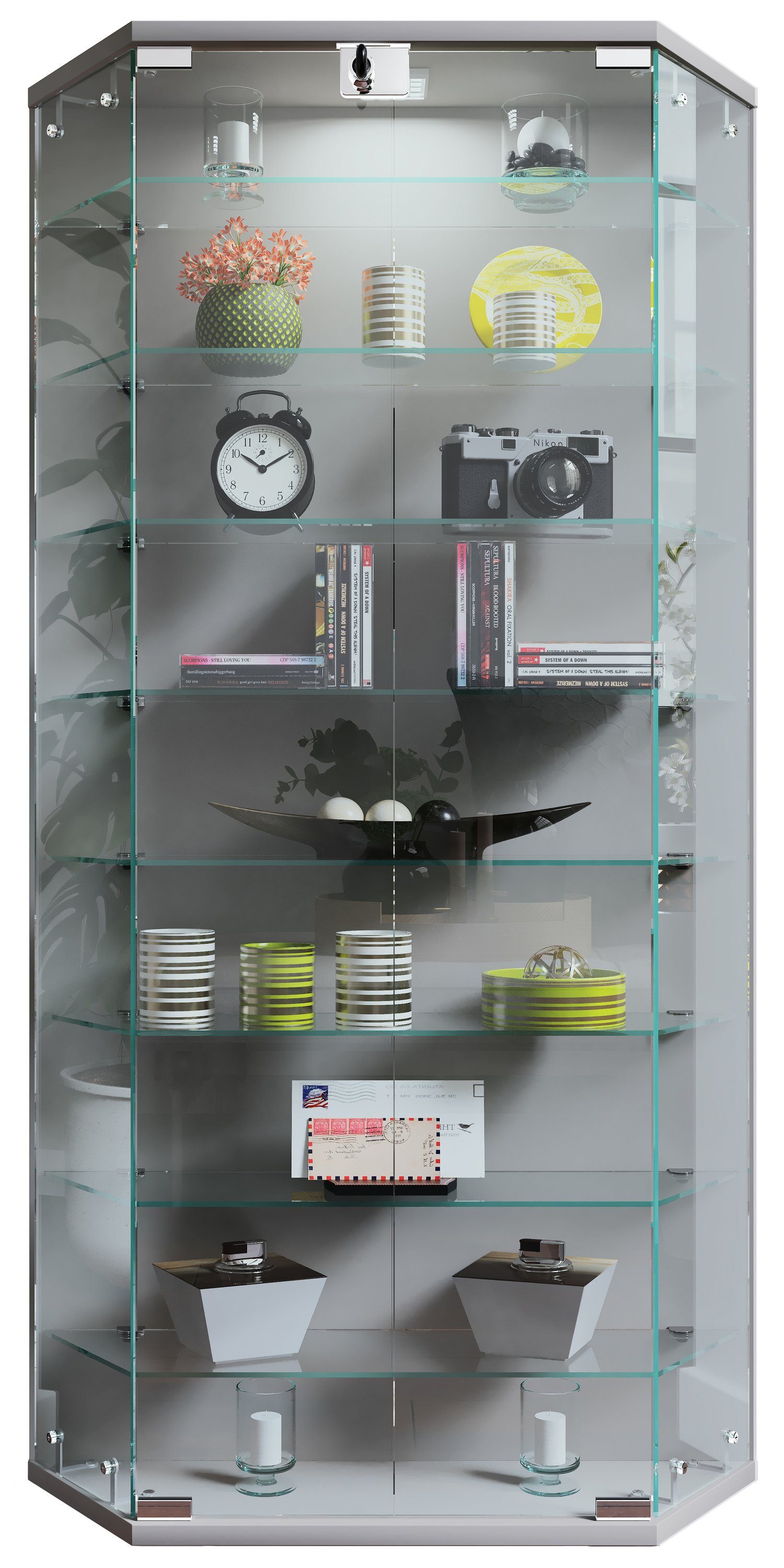 VCM Hängevitrine Wandvitrine Hängevitrine Glasvitrine Benila XL VCM Wandvitrine Benila 114x83x17 cm Holzwerkstoff, Glas