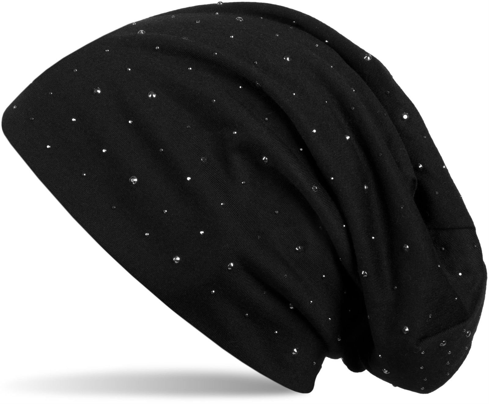 styleBREAKER Beanie (1-St) Beanie mit Strass Nieten Applikation Schwarz