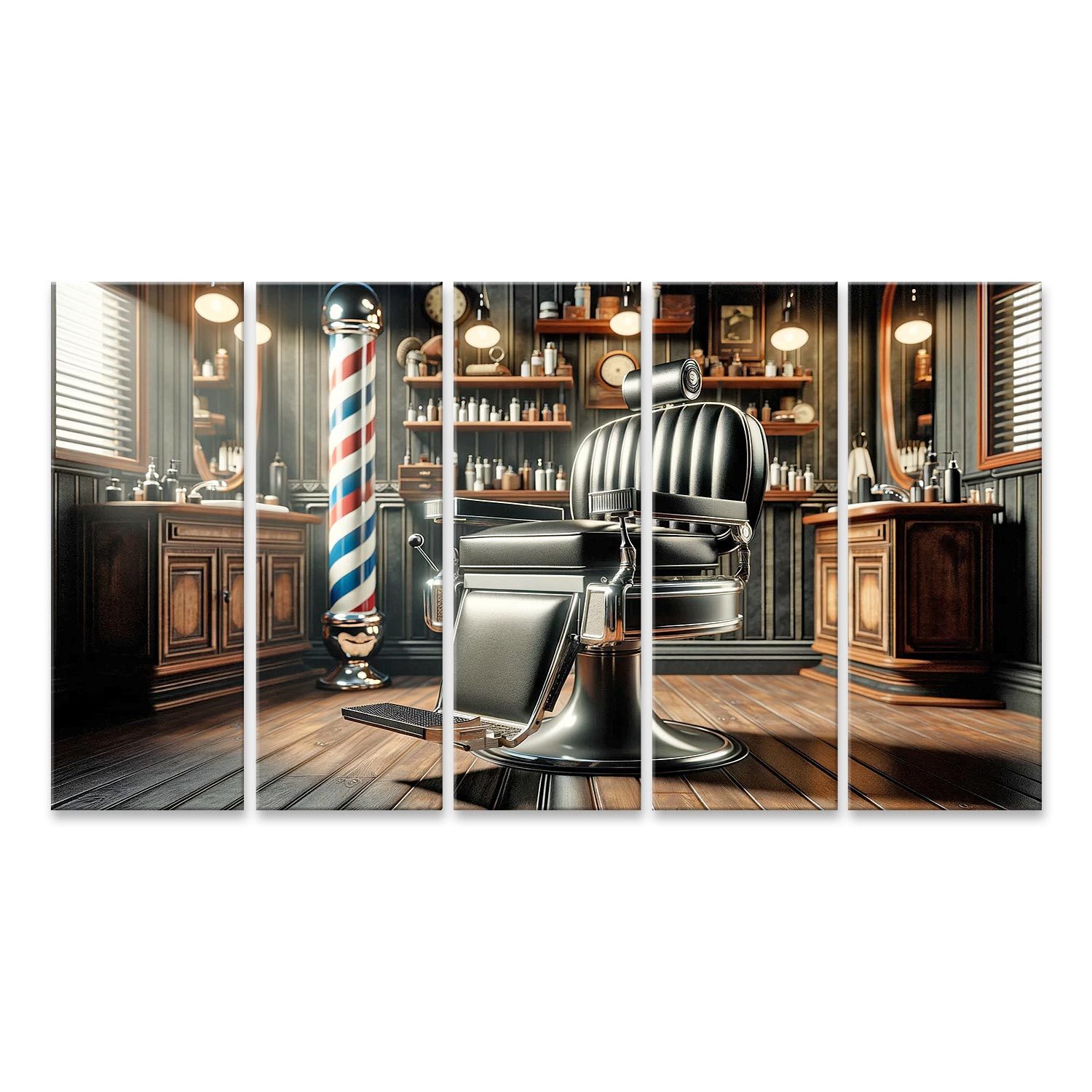 Leinwandbild Vintage-Barbershop antiker Friseurstuhl Friseur