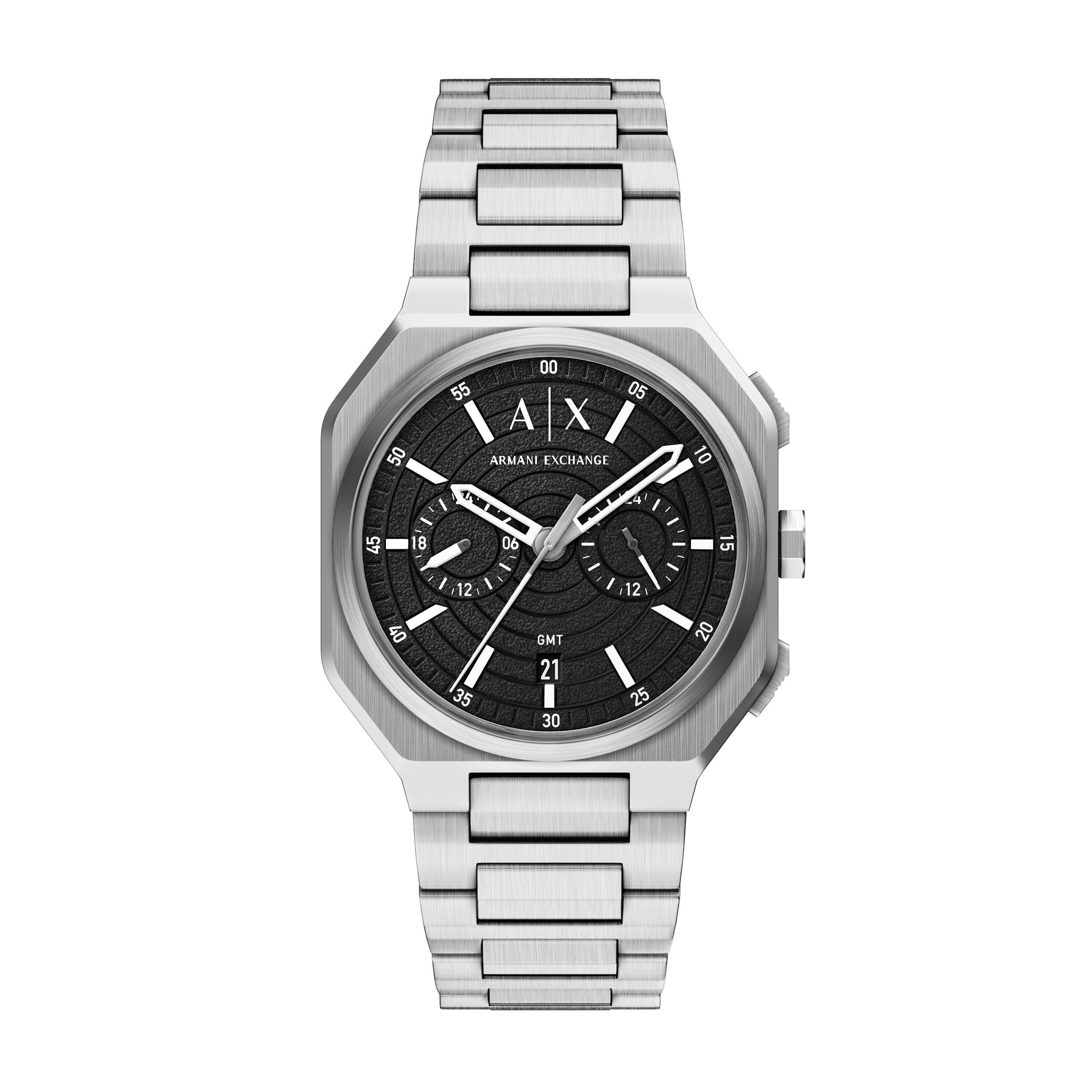 ARMANI EXCHANGE Quarzuhr AX1475, Armbanduhr, Edelstahlarmband, analog, Tag, Dualzeit