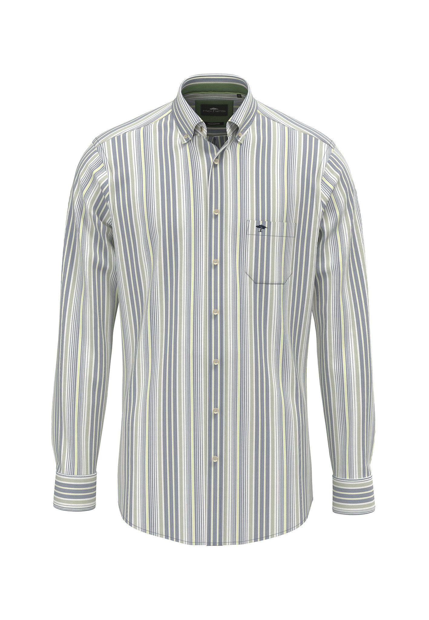 FYNCH-HATTON Streifenhemd Washed Oxford Stripe normale Passform, aus reiner Baumwolle, mit Streifenmuster – Bild 4 von 5