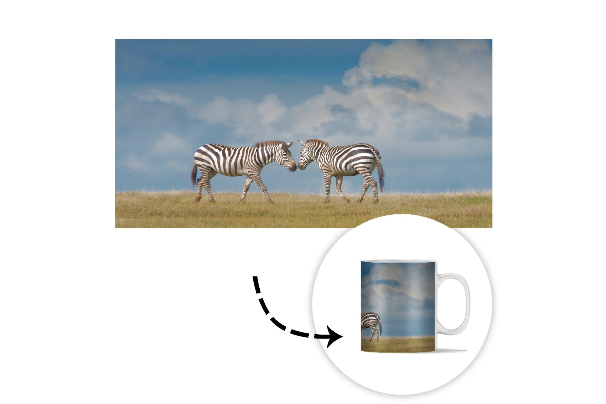 MuchoWow Tasse Verliebte Zebras, Keramik, Geschenk Becher, Teetasse, Kaffeetassen, Teetasse