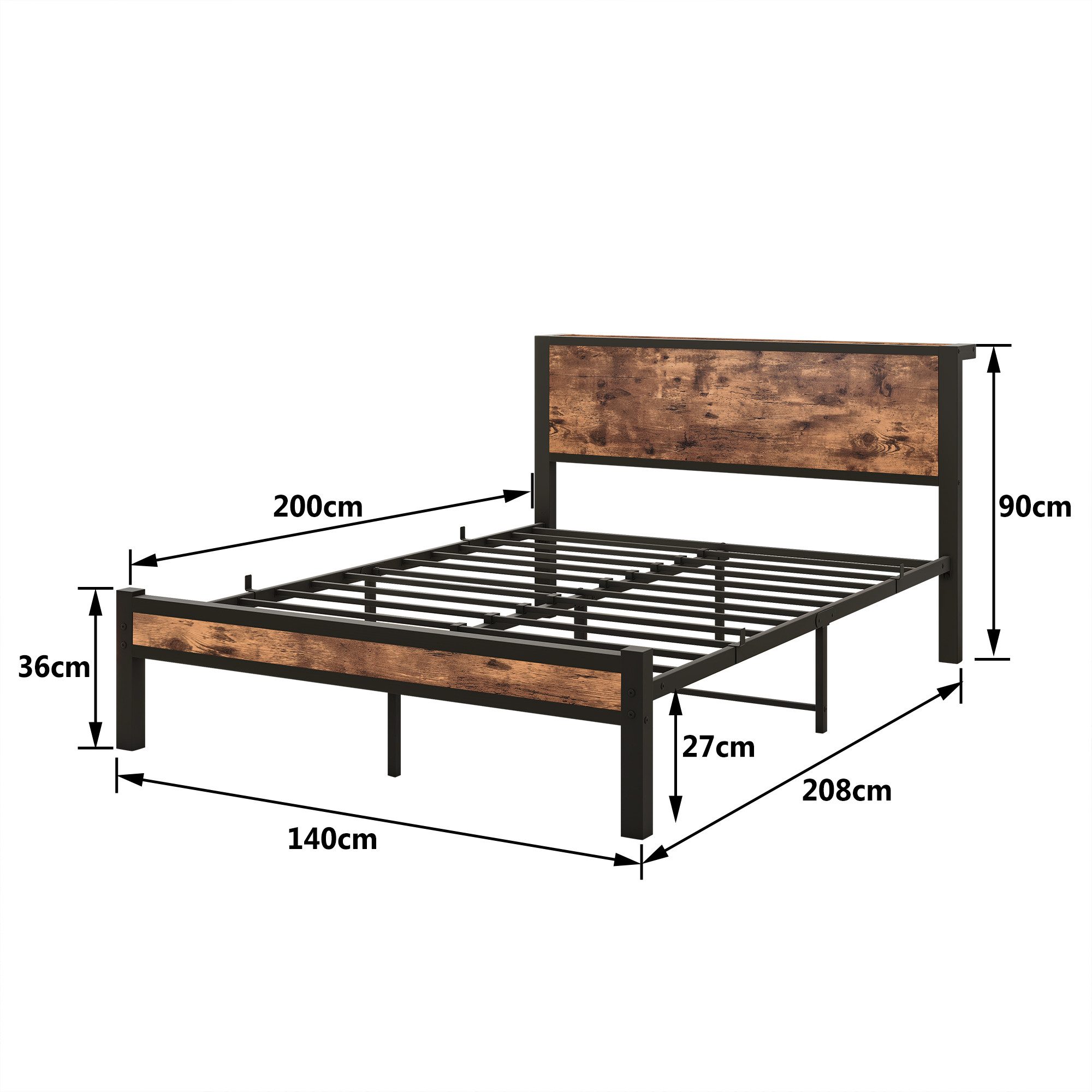 HOMERECOMMEND Metallbett mit MDF-Kopfteil, Lattenrost, modernes günstig online kaufen