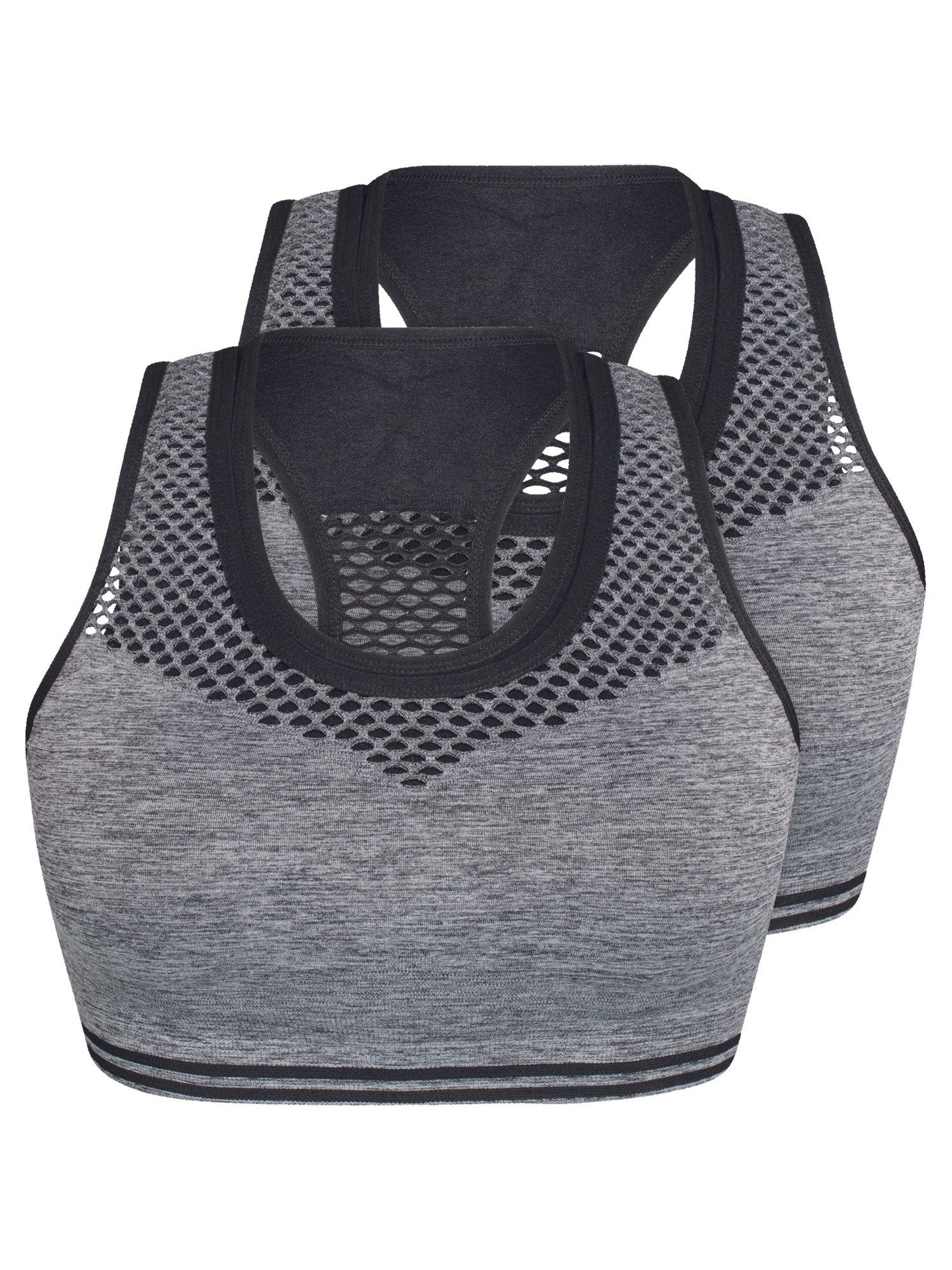 Sassa Sport-BH Sport-BH SPORTS BRAS GLOBAL RECYCLING (Spar-Set, 2-tlg) herausnehmbaren Schalen, Sport-Bustier, Melangé-Material, Lochmuster