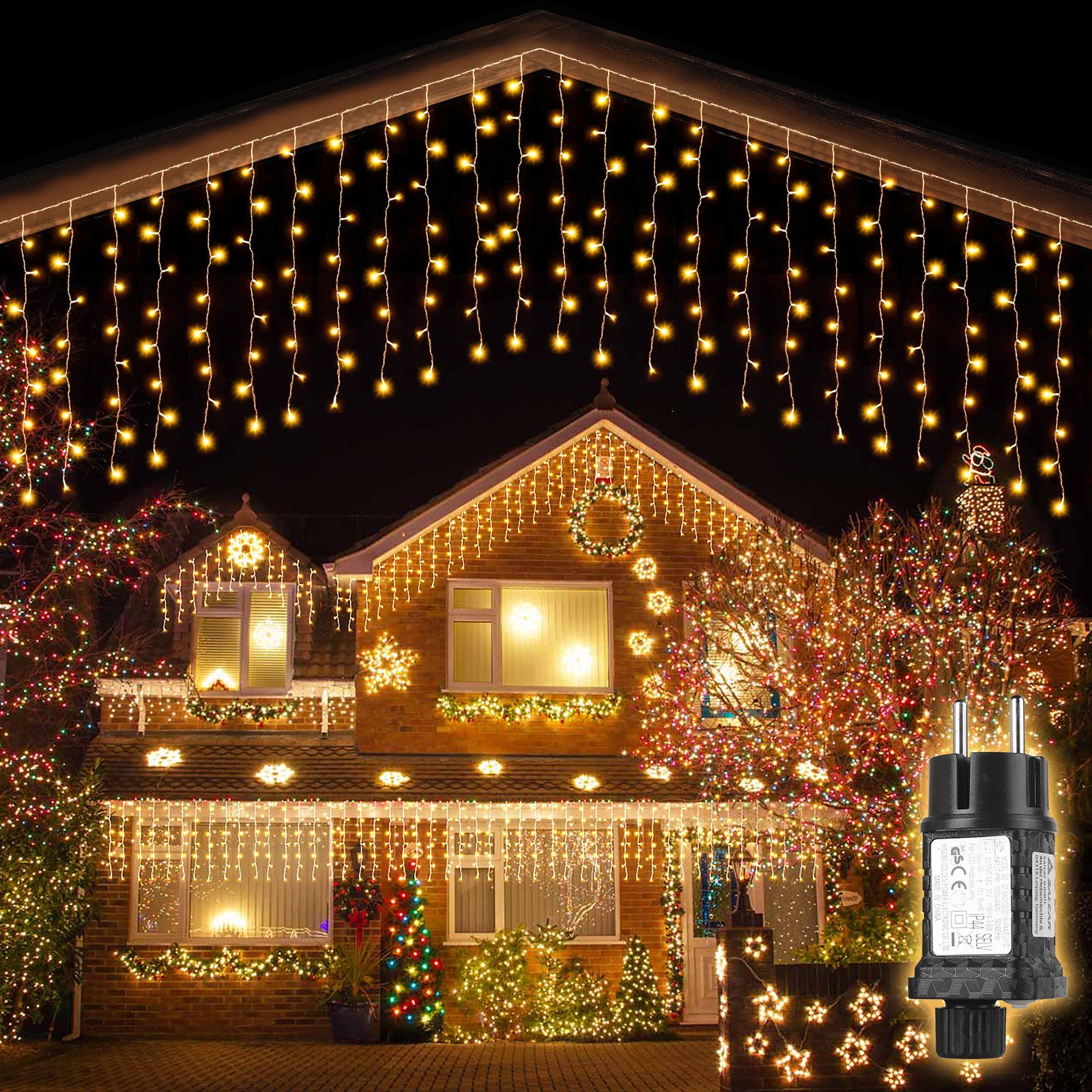 Salcar LEDLichtervorhang LED Lichterkette Eisregenvorhang Außen, 8