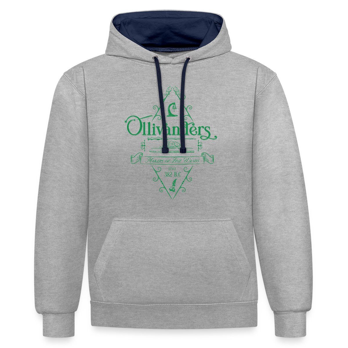 Hoodie Harry Potter Ollivanders Geschäft Grünes Logo Unisex Kontrast Hoodie