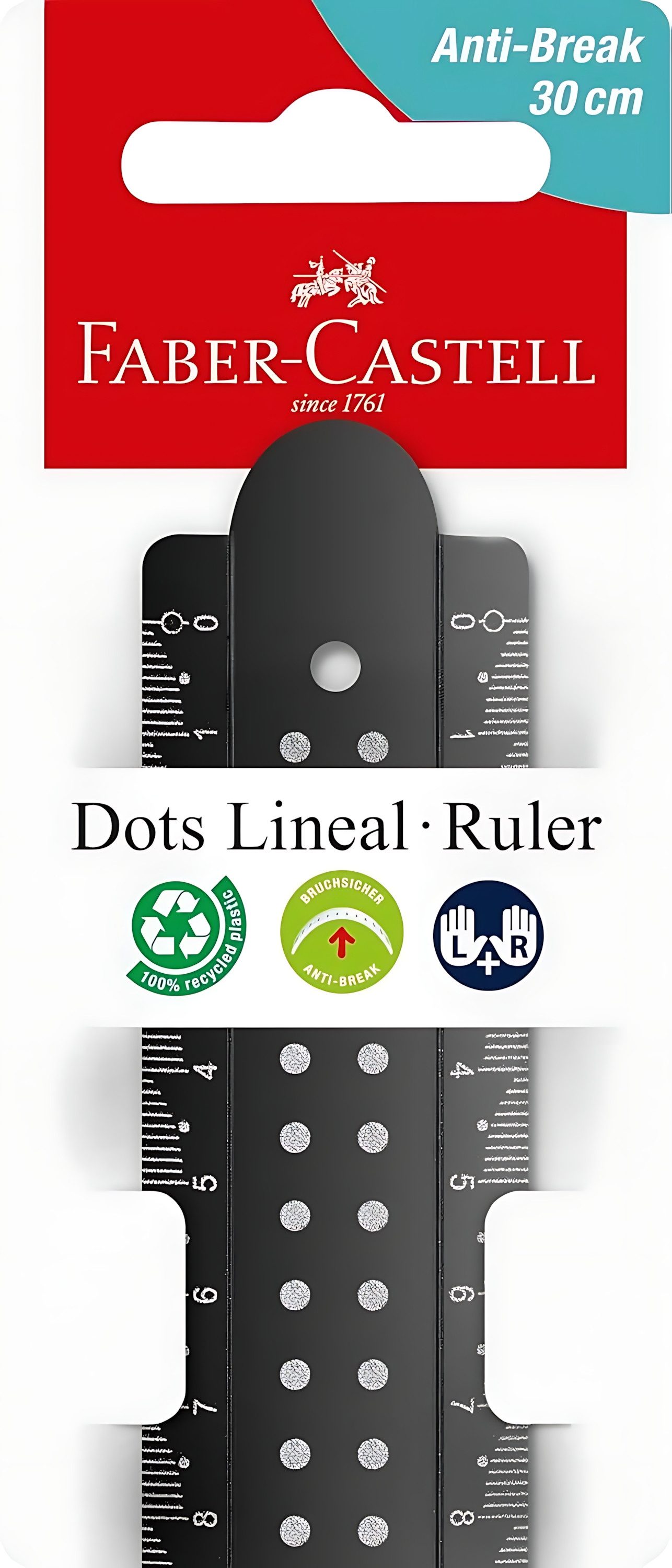 Faber-Castell Zeichenlineal Faber Castell Lineal 30 cm bruchsicher Dots schwarz