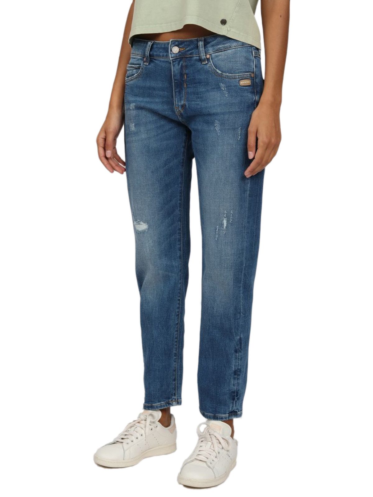 GANG Boyfriend-Jeans Gang Nadia Cropped Boyfriend Fit Pant (1-tlg) Boyfriend Fit Hose mit mittlerer Leibhöhe und verkürzter Beinlänge