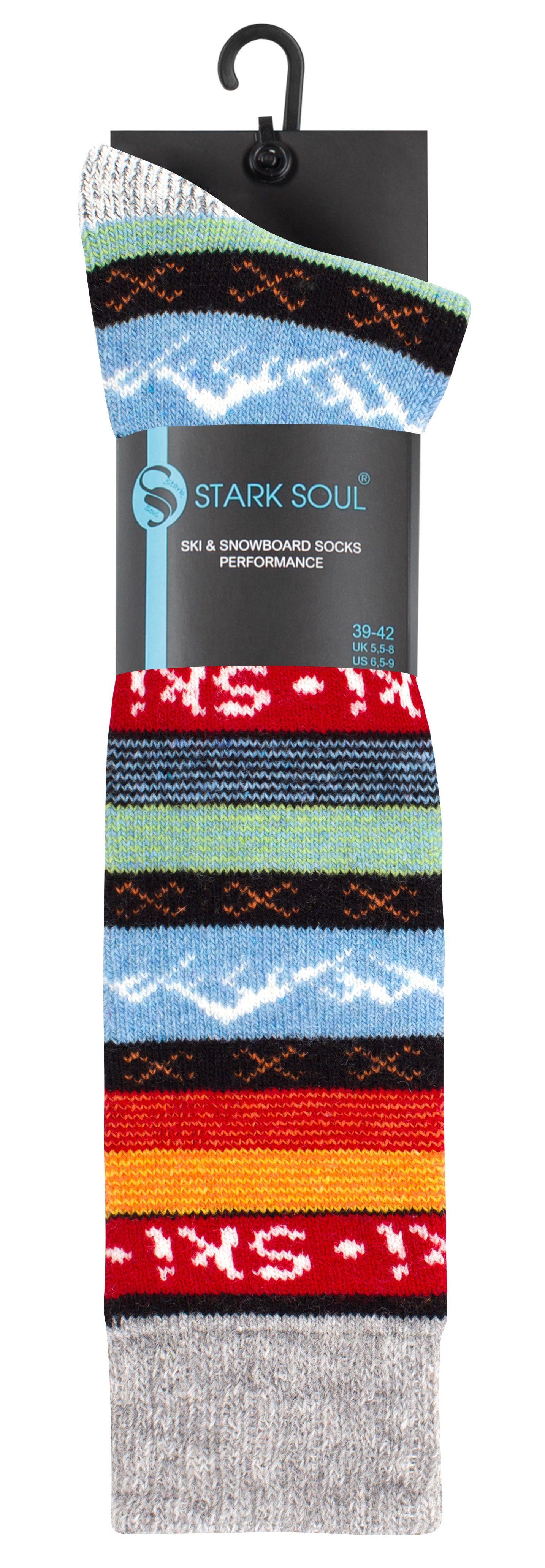 Stark Soul® Stricksocken Ski Skisocken - mit grau-schwarz HYGGÈ Strick-Kniestrümpfe mit Wolle schriftzug Skisocken Norweger