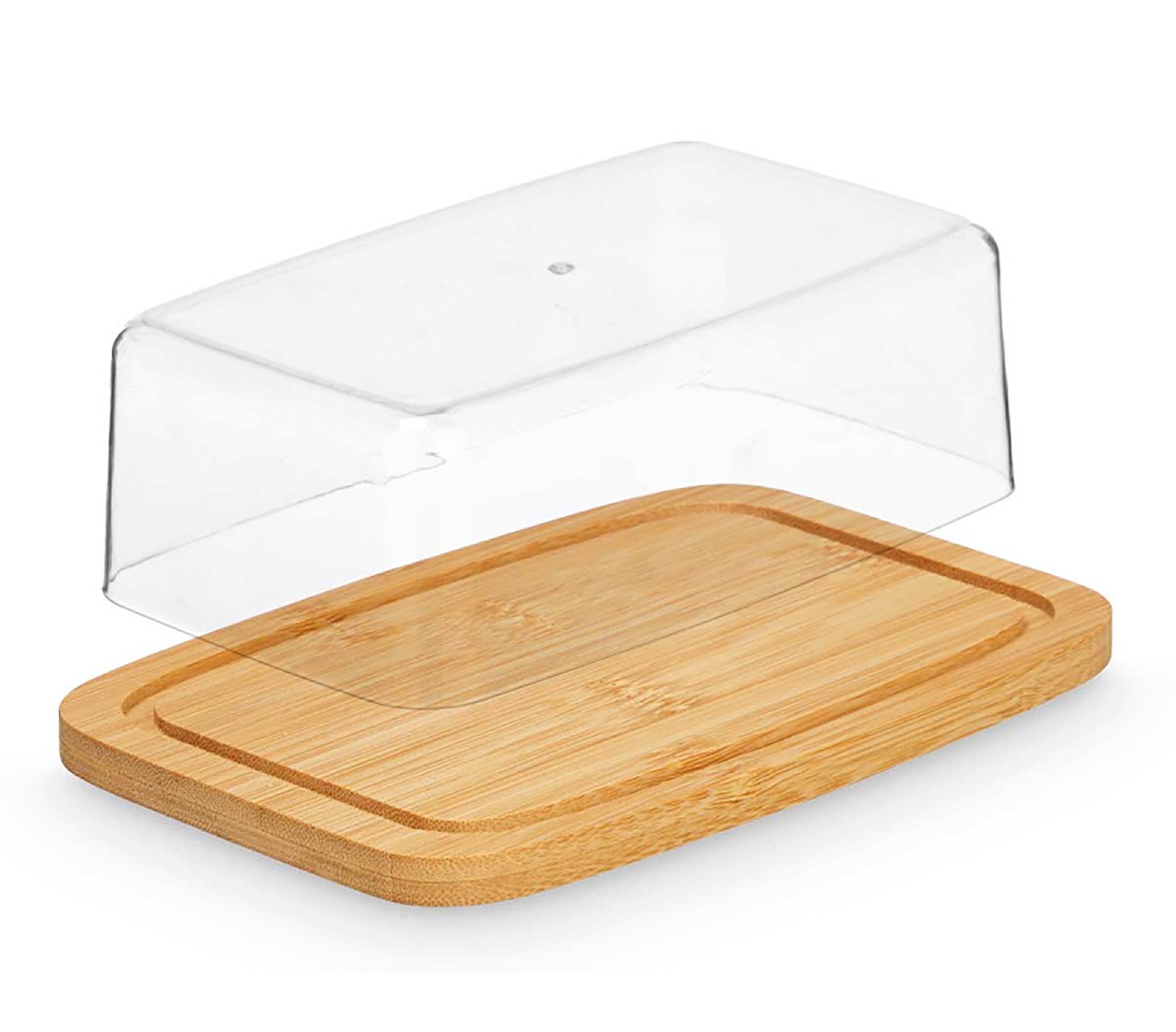 KINVARA Butterdose BUTTERDOSE mit Deckel aus Bambus/Kunststoff Butterglocke 50, Bambus, Kühlschrank Butterschale Butterbehälter Butterbüchse Butter Box