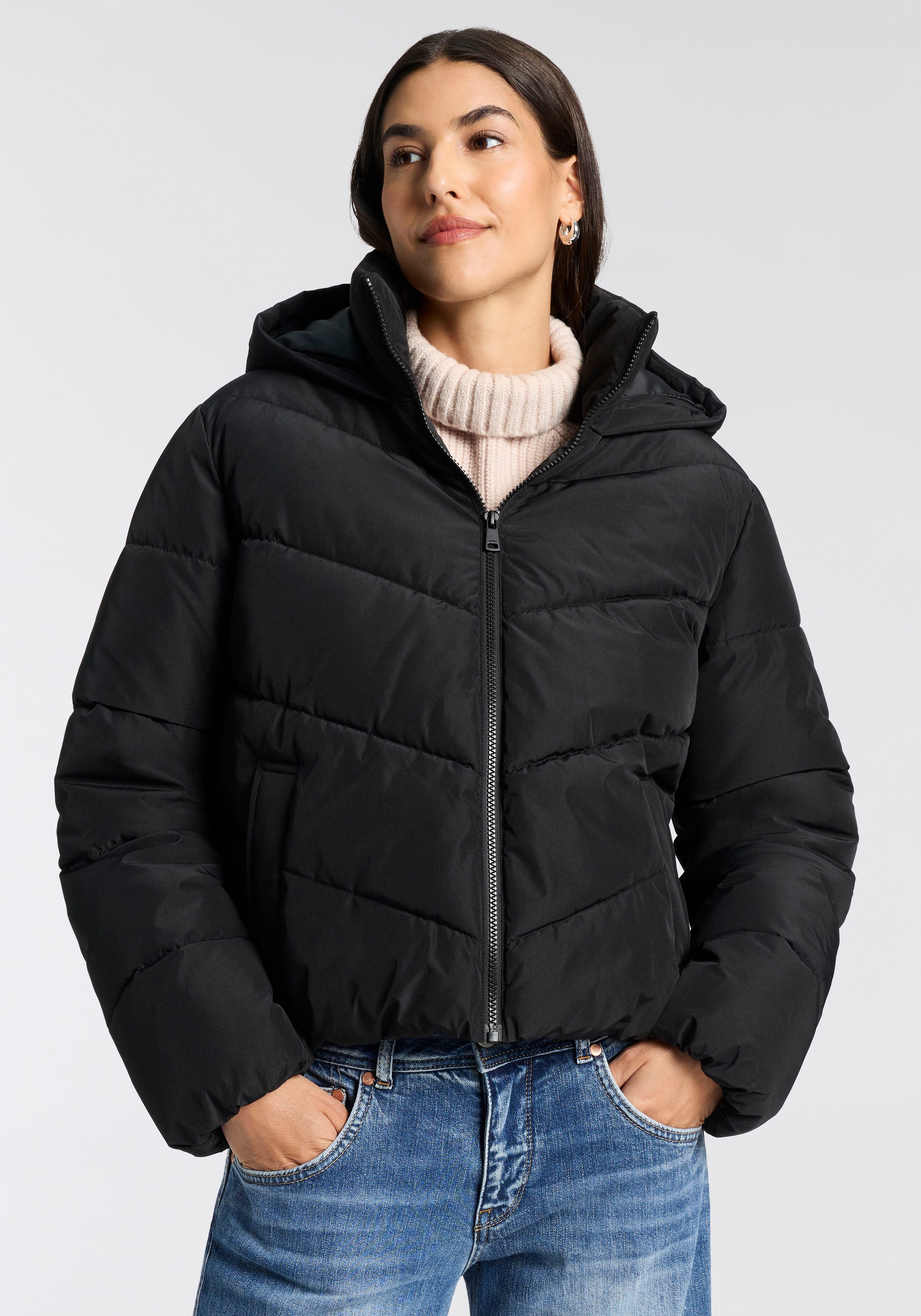 ONLY Steppjacke ONLCLARISA PUFFER HOOD JACKET CS OTW Kunstfaser, Steppware, Kapuze, elastische Bündchen