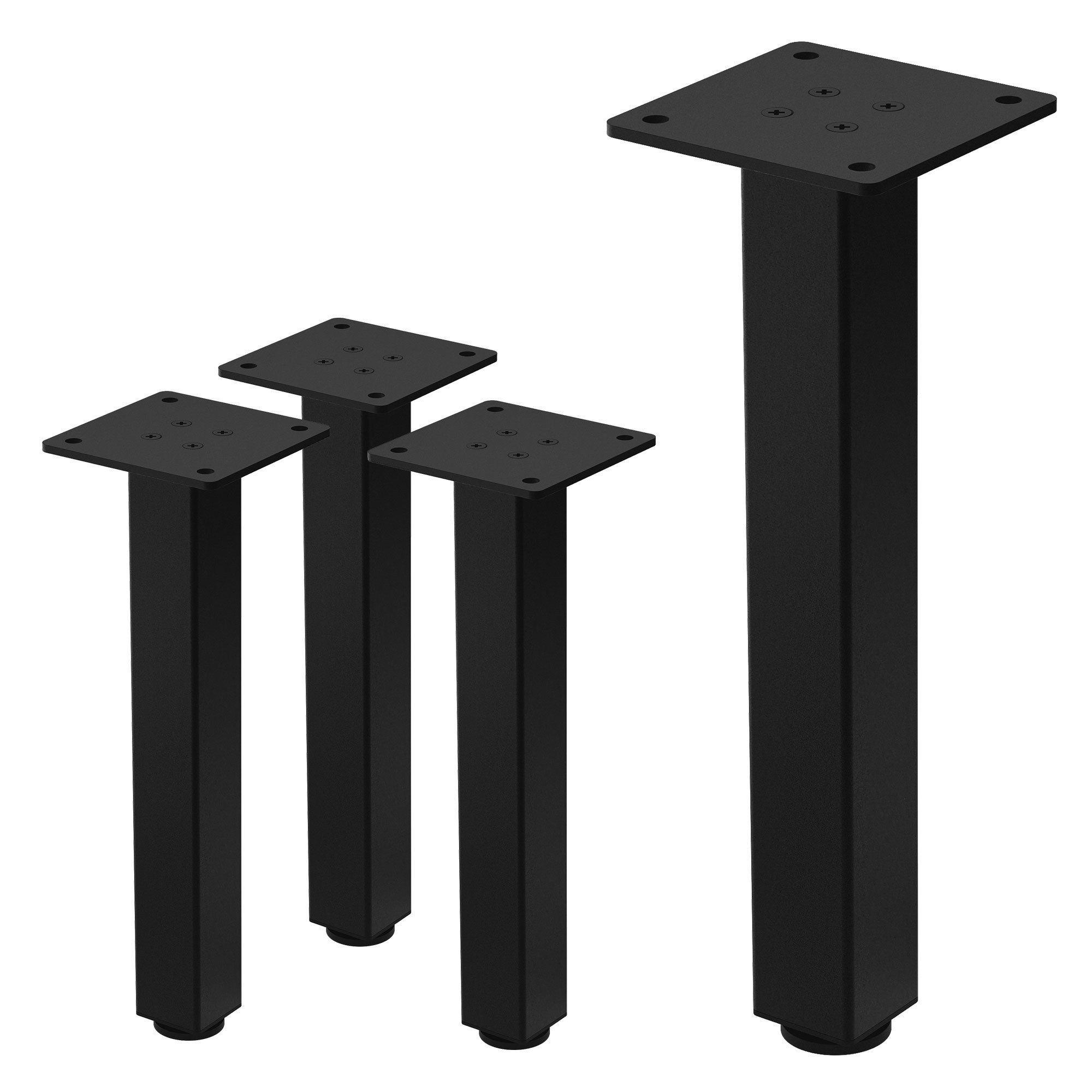 ML-DESIGN Tischbein Tischkufen I-Design Möbelfüße Tischgestell aus pulverbeschichtet Stahl, 4er Set Bankkufen 30cm Schwarz glänzend eckig Möbelbeine