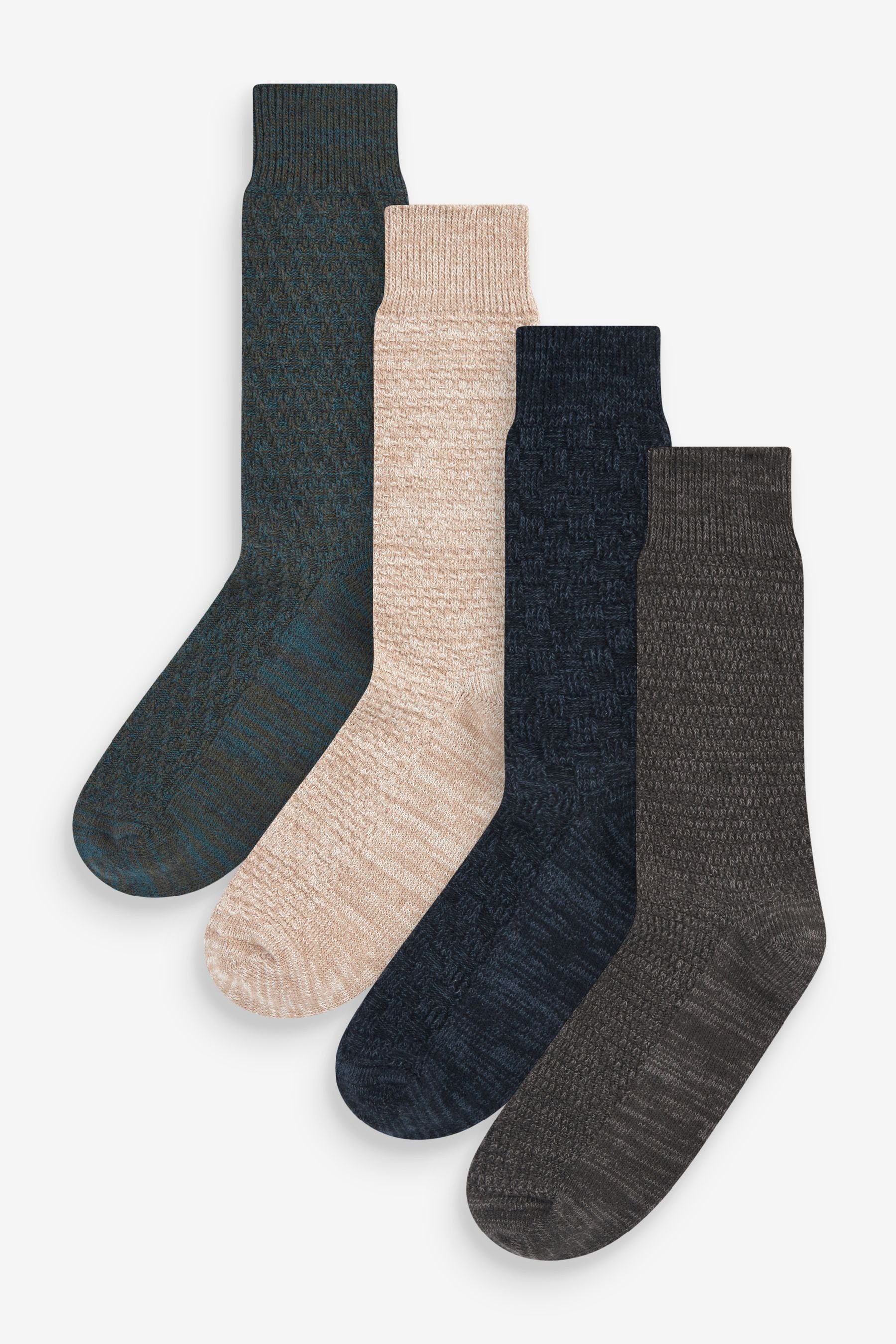 Next Kurzsocken Dicke Socken mit Struktur, 4er-Pack (1-Paar) Blue/Grey/Green | Kurzsocken