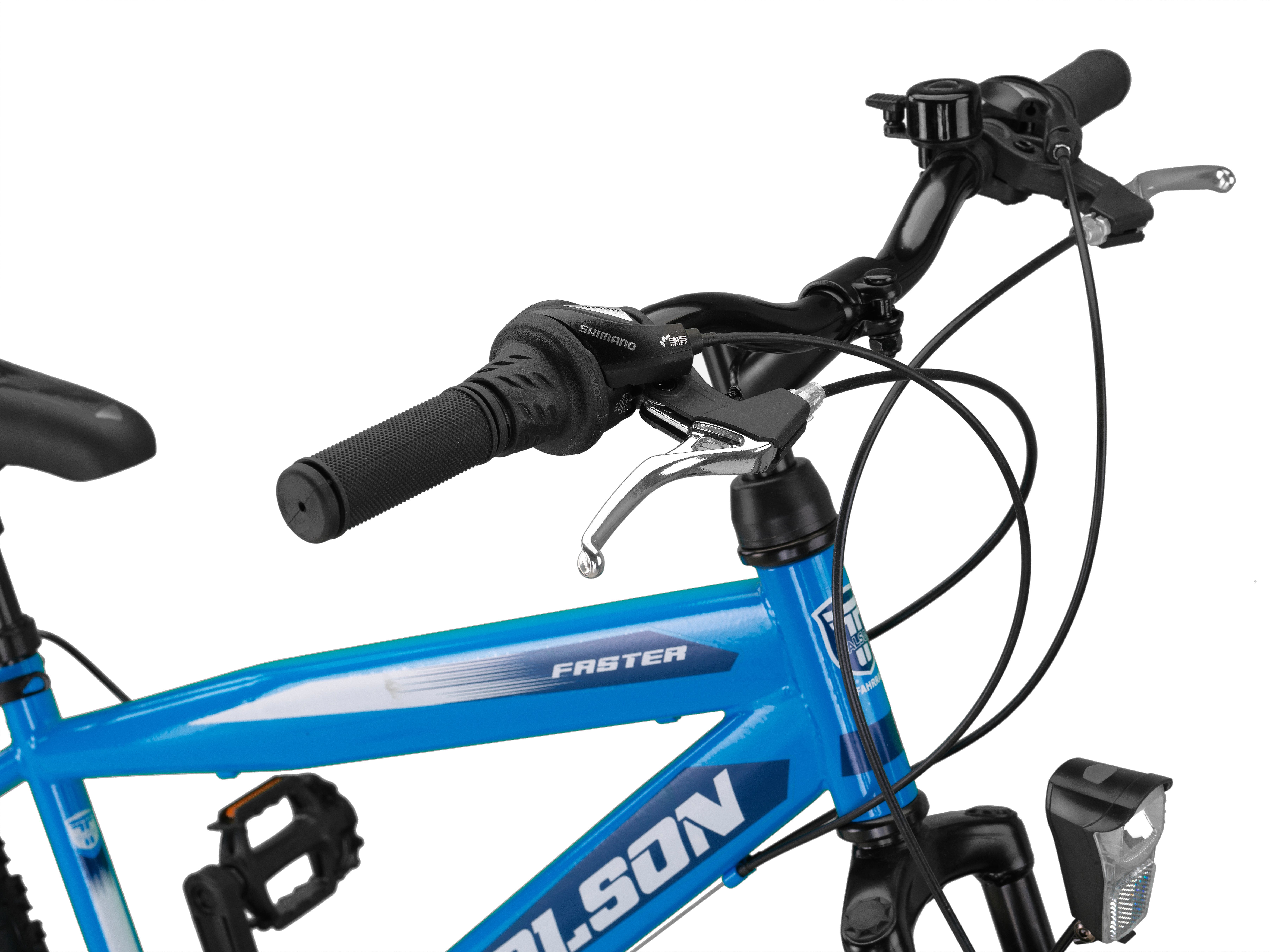 Talson Mountainbike 26 Zoll Fahrrad mit, 21 Gang Shimano, Kettenschaltung, mit Beleuchtung nach StVZO und Gabelfederung Blau