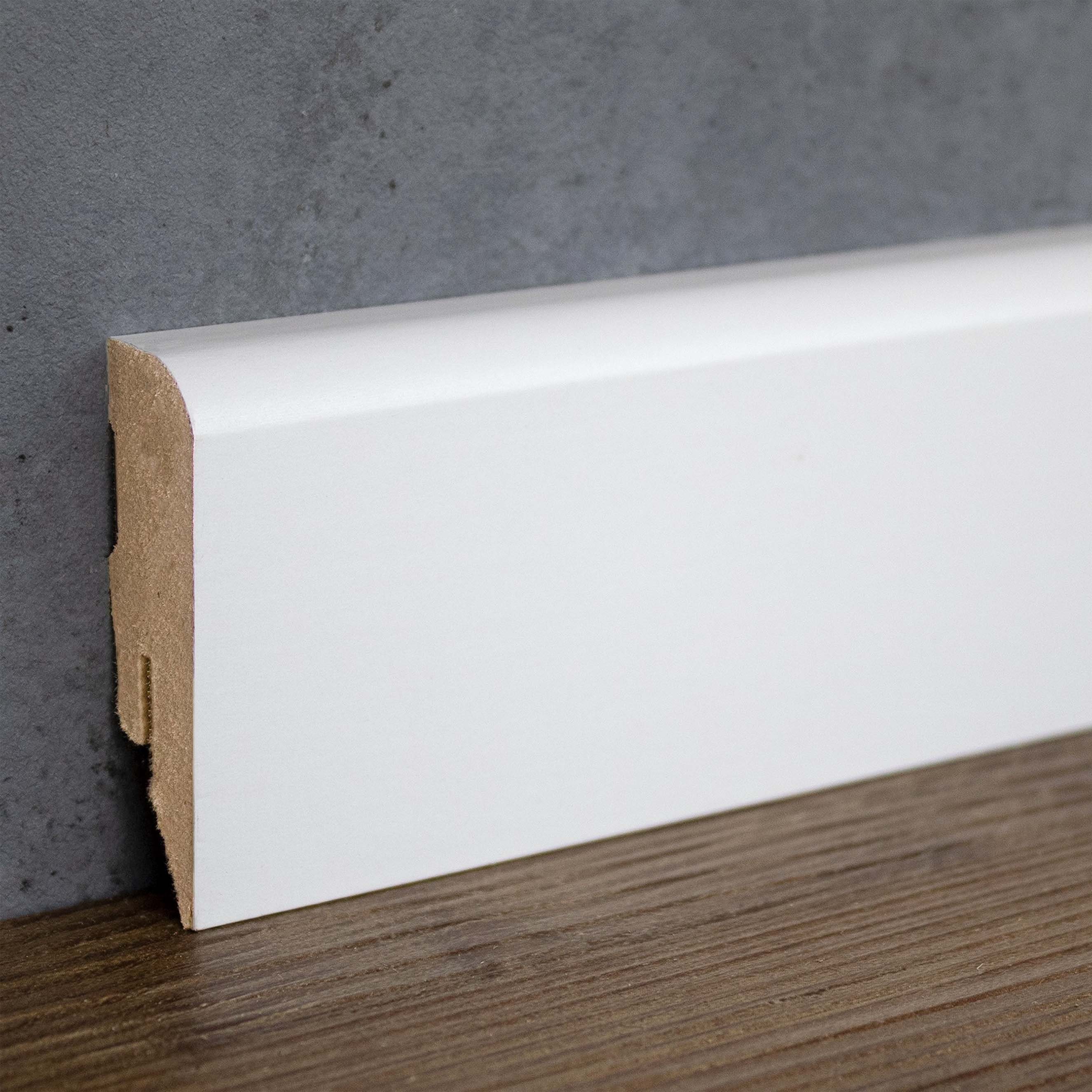PROVISTON Sockelleiste MDF, 16 x 58 x 2500 mm, Weiß, Fußleiste, MDF foliert, L: 250 cm