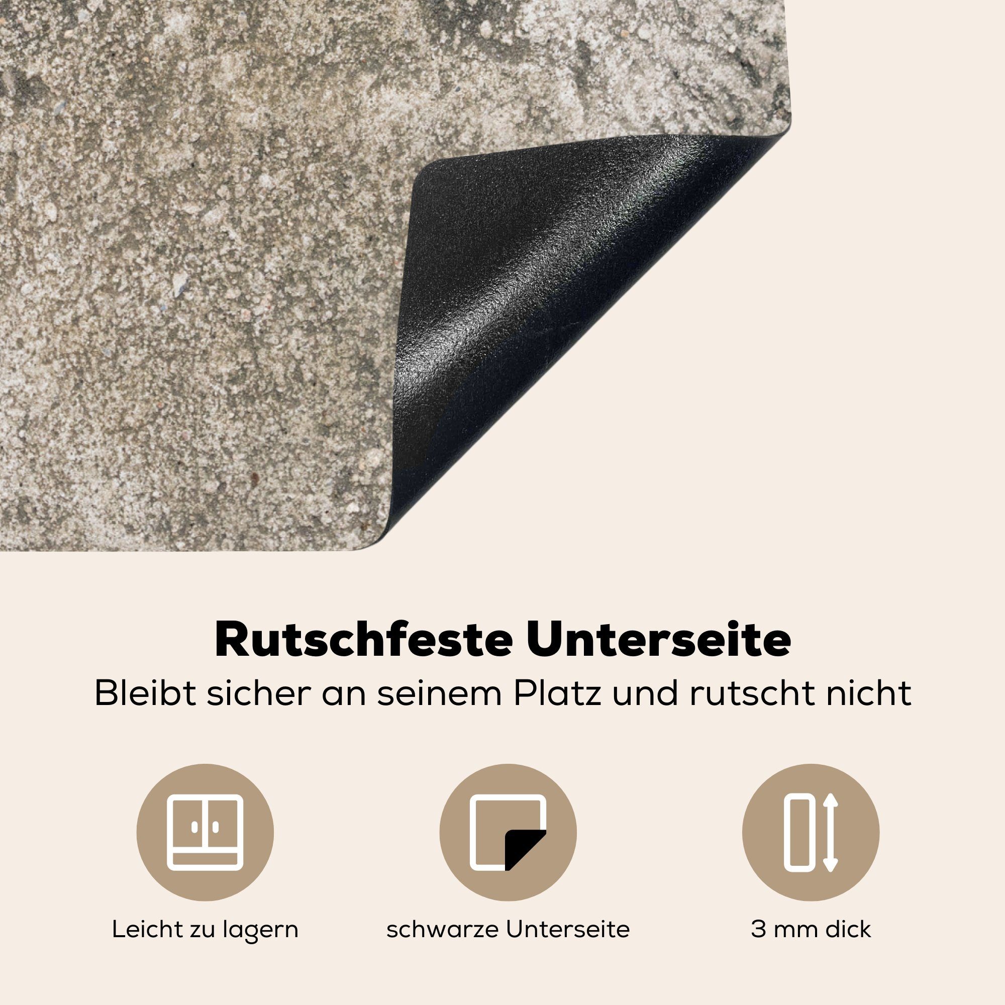 (1 cm, für MuchoWow Induktionskochfeld - 58x51 - Beton tlg), Induktionsherd, - Vinyl, Antik Grau, Dekoration Zement Herdblende-/Abdeckplatte Küchen