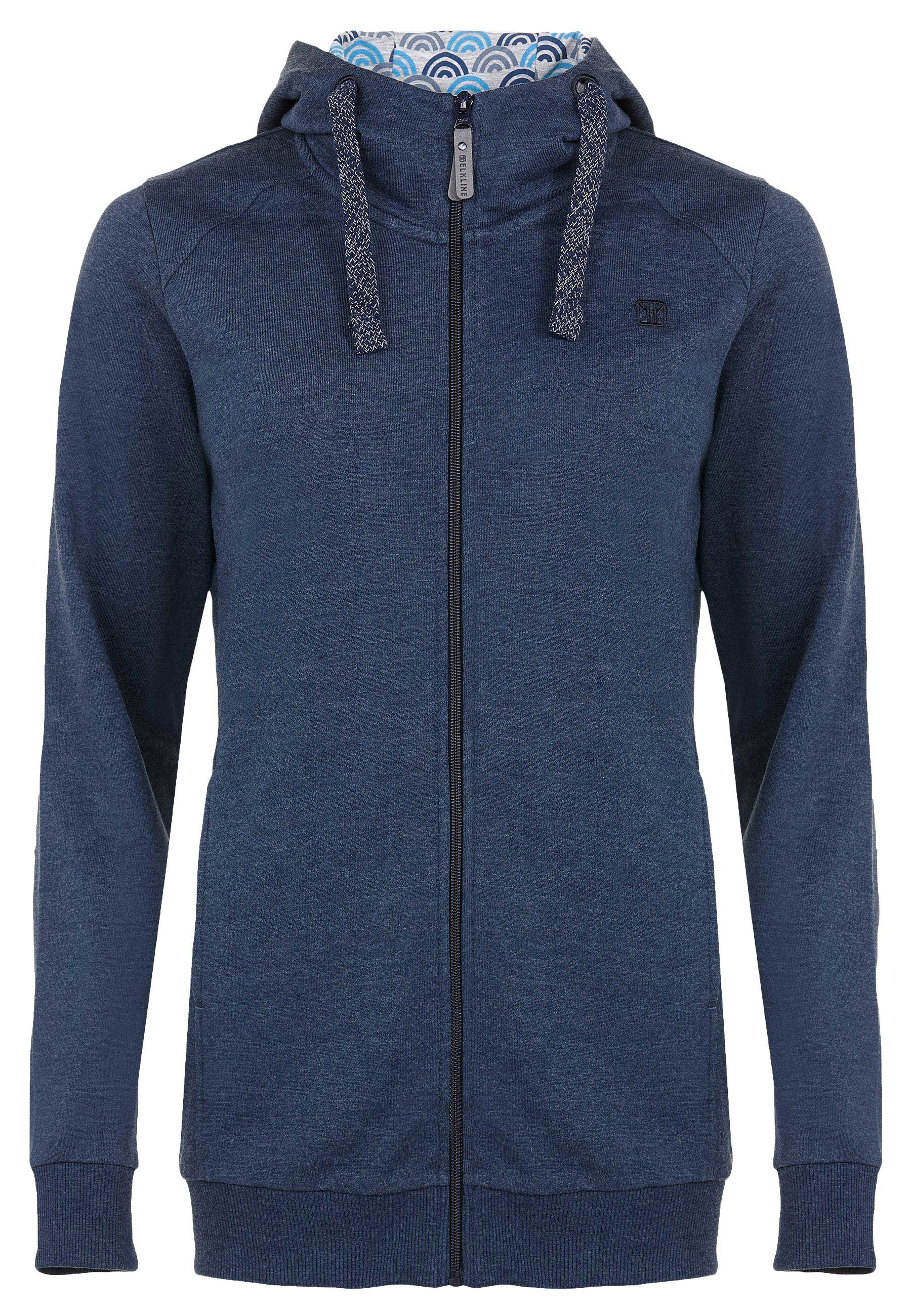 Elkline Strickfleecejacke Ocean farbig abgesetzte Kapuze