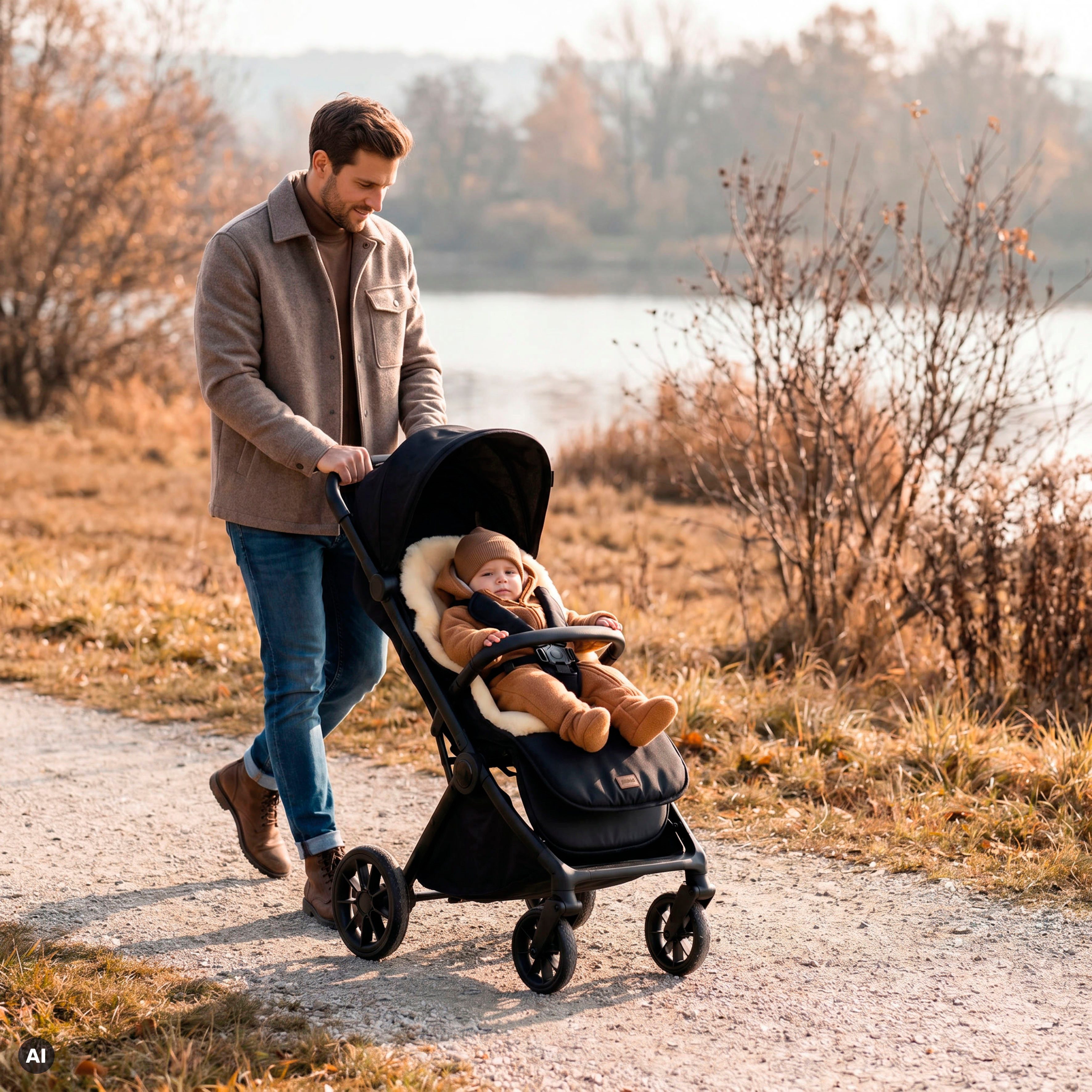 Babylammfell Lammfelleinlage Protect 80x40 cm, Fillikid, für Kinderwagen und Buggies, mit Schmutzschutz im Fußbereich – Bild 2 von 5