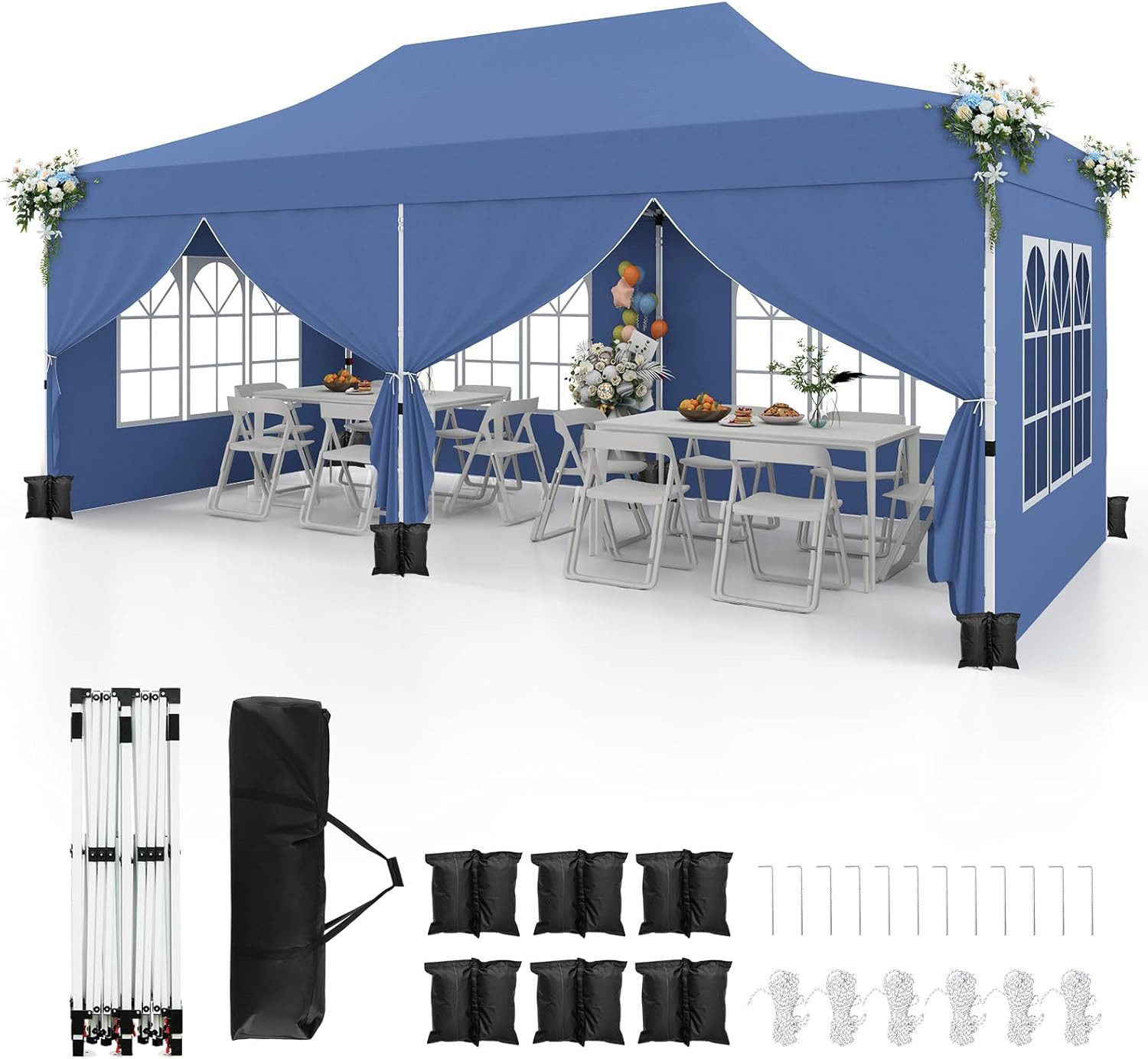 KOMFOTTEU Pavillon, Faltpavillon 3x6m, höhenverstellbar mit günstig online kaufen