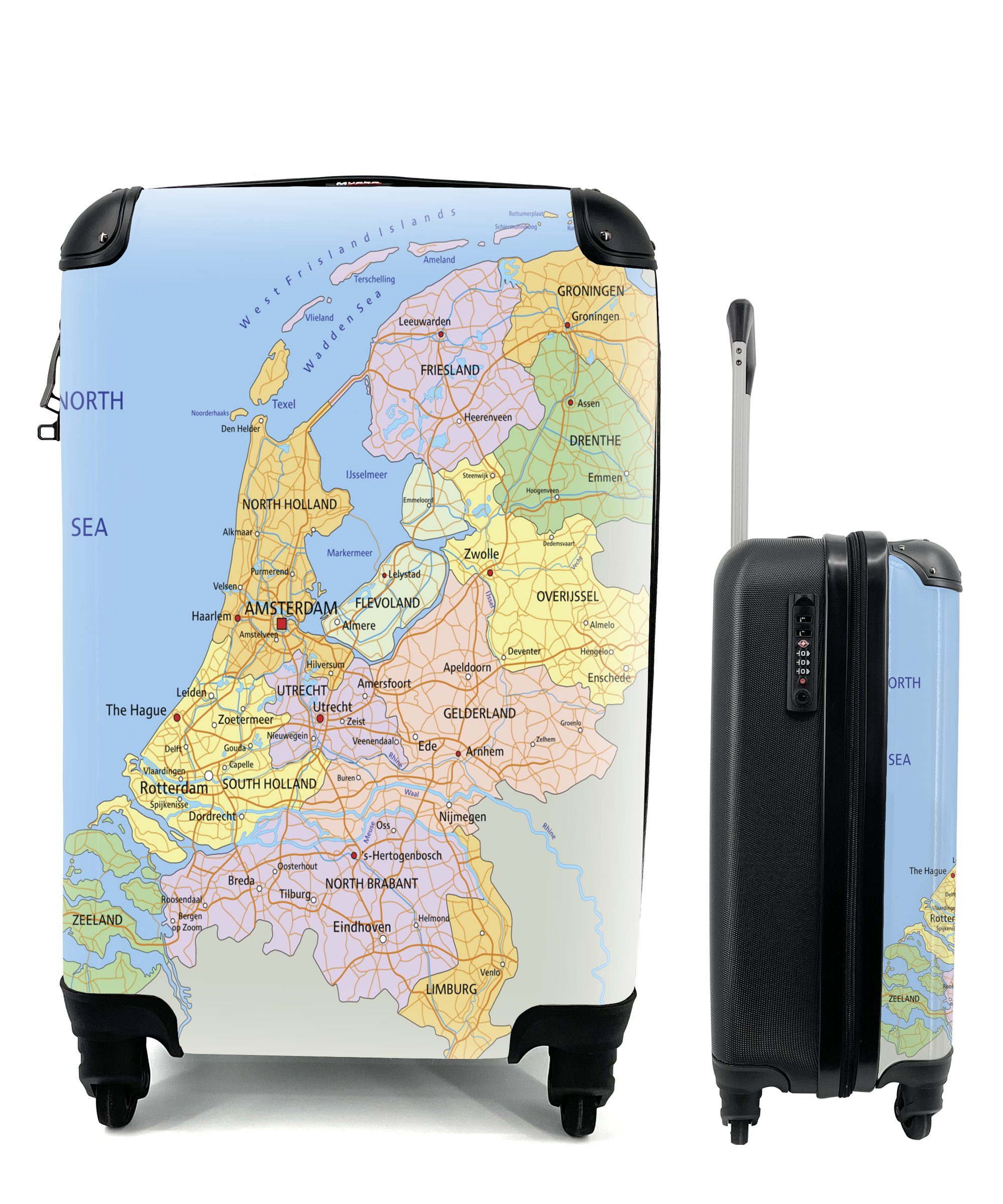 Niederlande Reisetasche - für - Handgepäck MuchoWow 4 Ferien, mit Farben, Trolley, rollen, Reisekoffer Englische Handgepäckkoffer Karte Rollen,