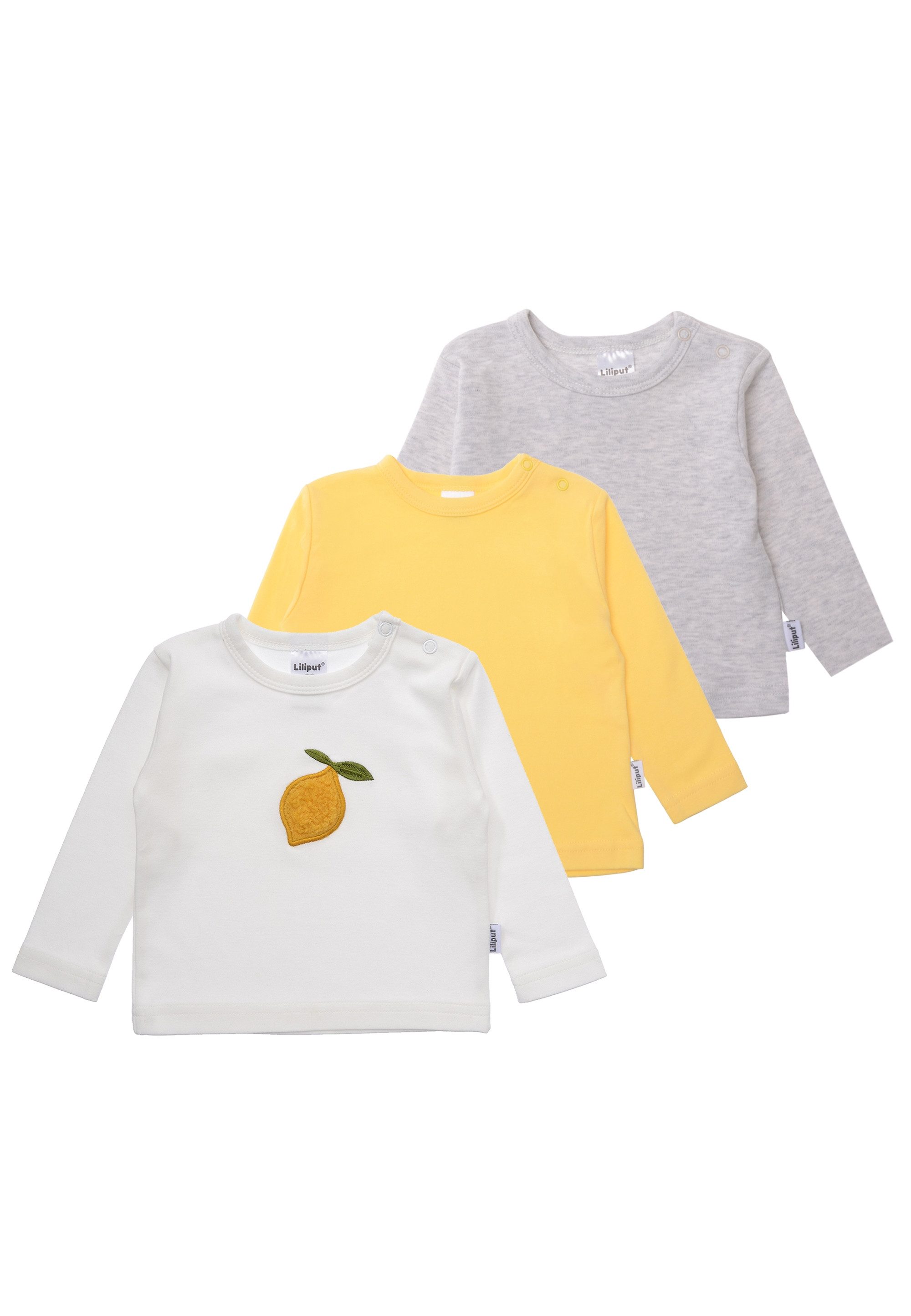 Liliput Sweatshirt Zitrone (3-tlg) 3er-Pack mit Druckknöpfen auf der Schulter