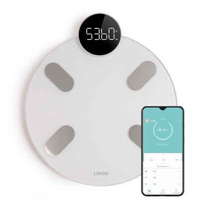 LIVOO Personenwaage LIVOO Personenwaage Bluetooth BMI Körperfett Digitalwaage DOM455W weiß