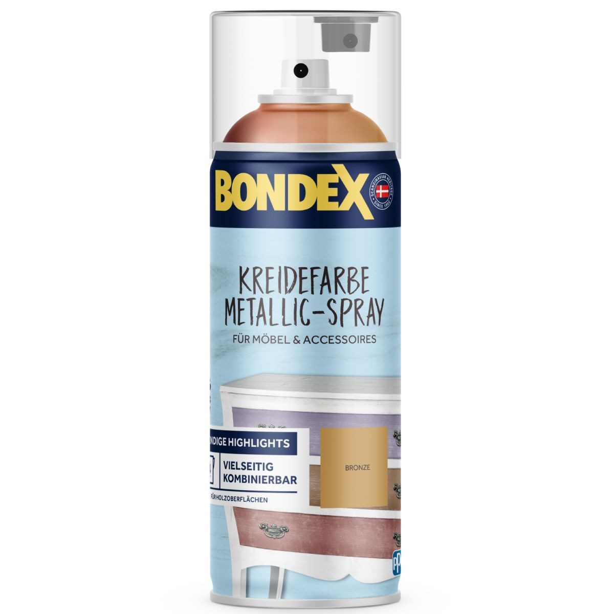 Bondex Kreidespray Bondex Kreidefarbe Metallic-Spray Bronze 0,4L, Innen, Möbelstücke