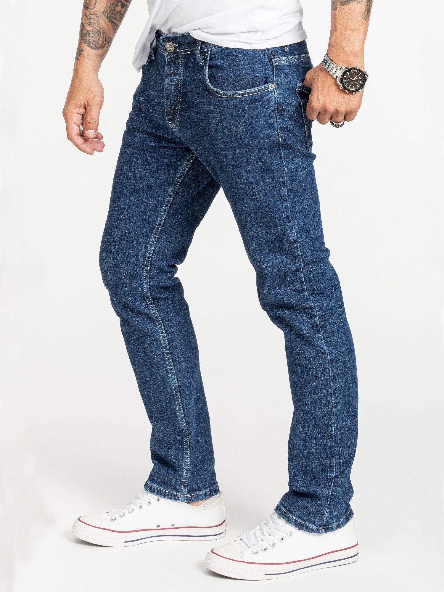Rock Creek Regular-fit-Jeans Herren Jeans Stonewashed Blau RC-2407 günstig online kaufen